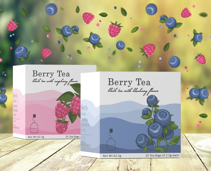 Упаковка чая "Berry Tea" — Иллюстрация, Графика на Dprofile