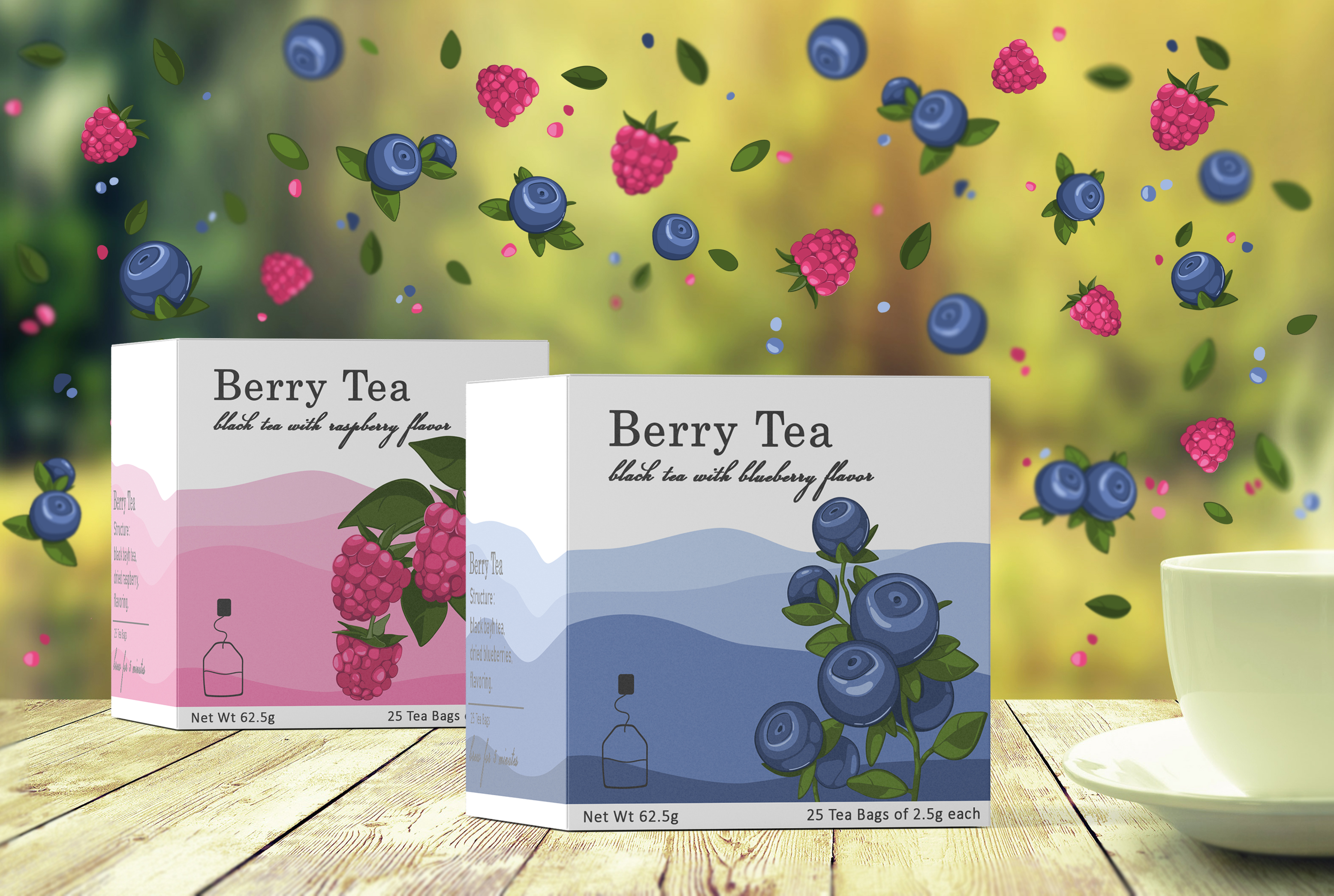 Упаковка чая "Berry Tea" — Изображение №1 — Иллюстрация, Графика на Dprofile