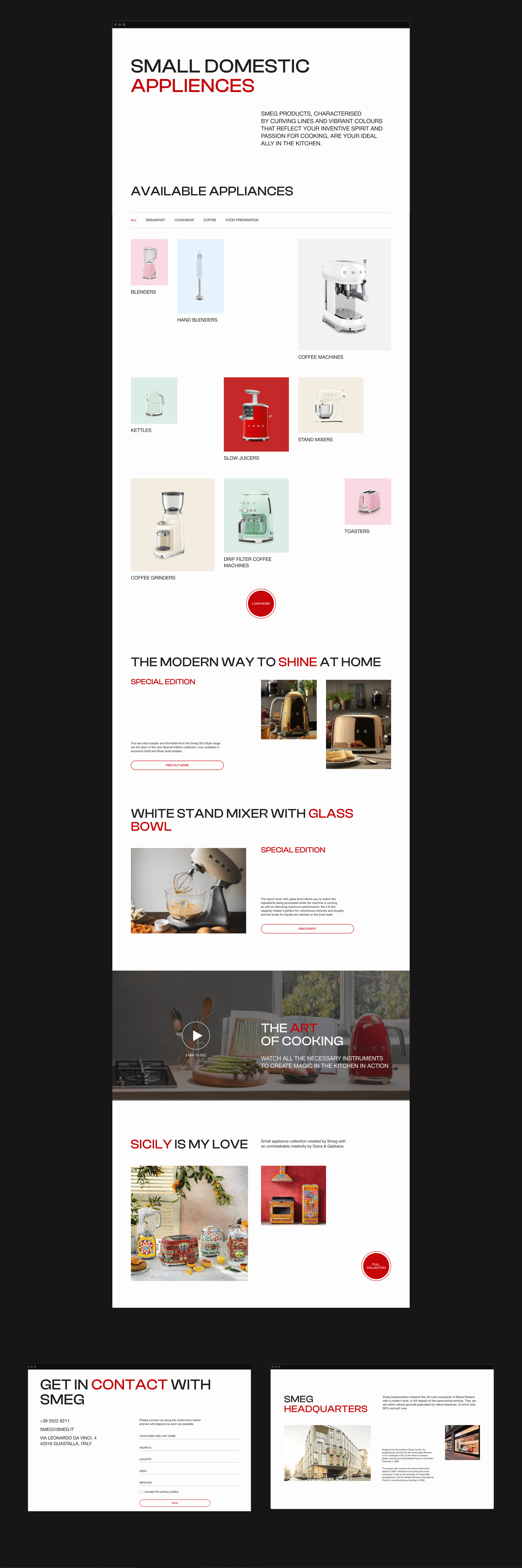 SMEG | Corporate website redesign — Изображение №5 — Интерфейсы на Dprofile