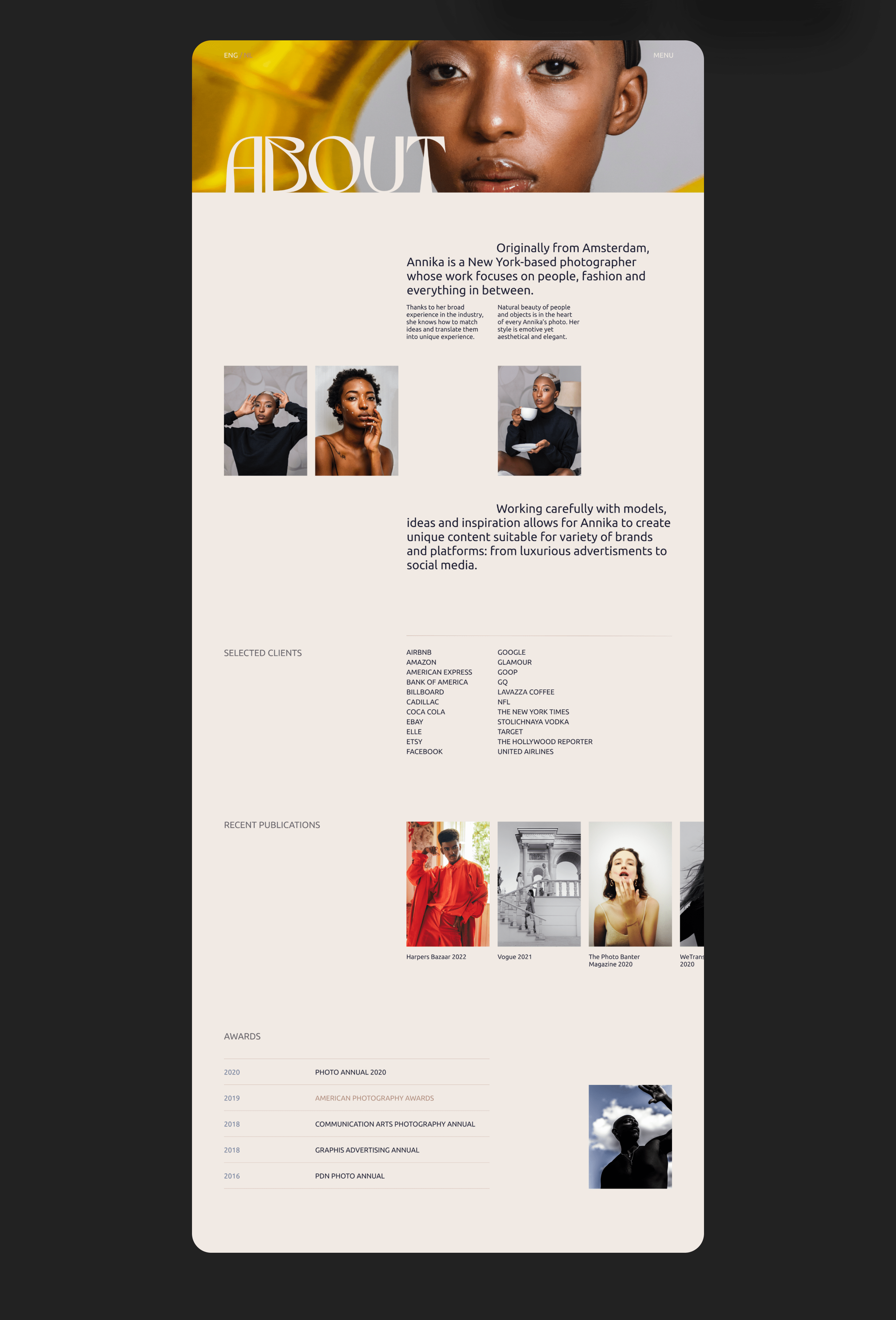 Photographer's Portfolio UX/UI Design — Изображение №7 — Интерфейсы на Dprofile