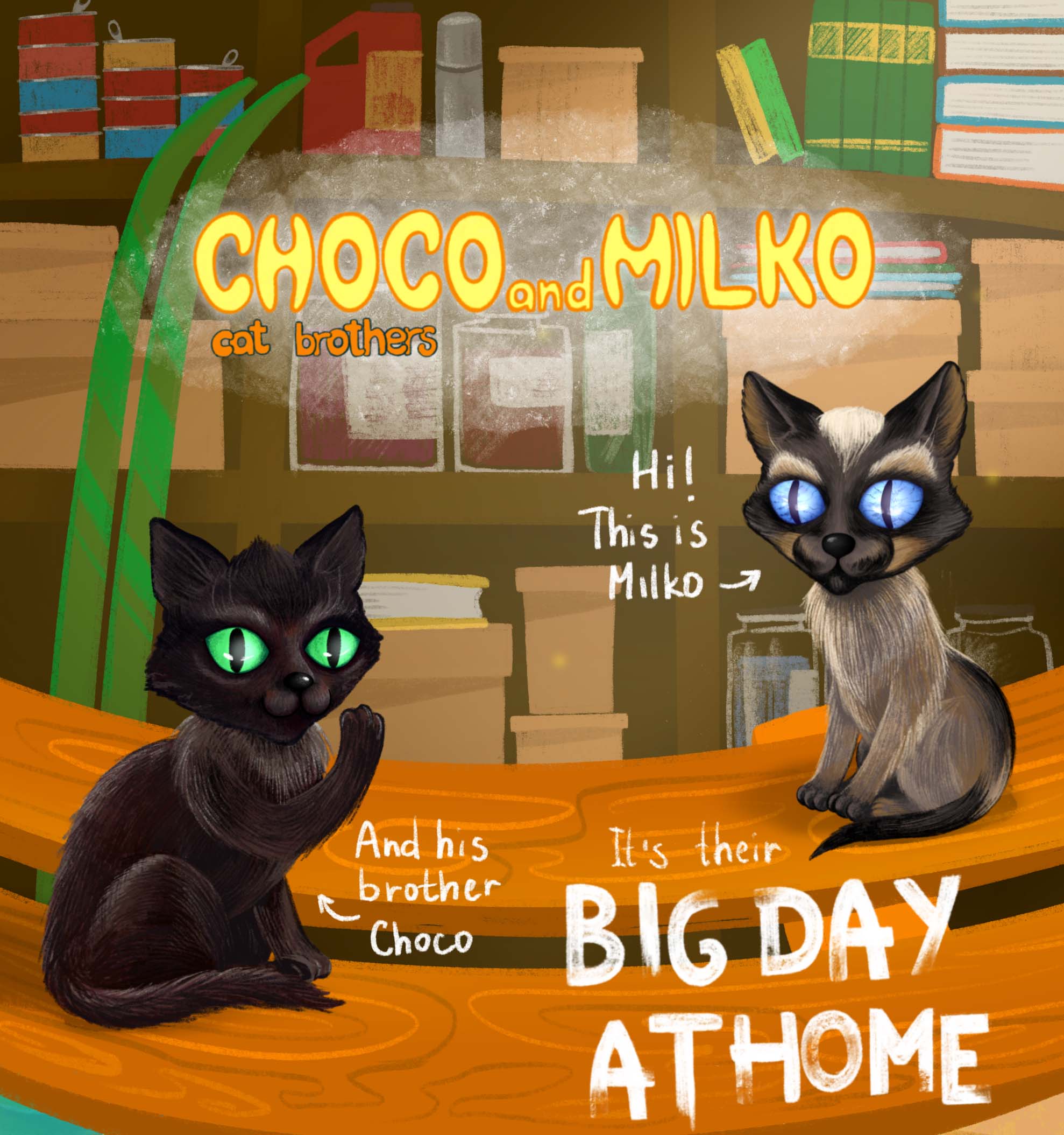 Иллюстрации для книжки "Choco and Milko. Cat brothers" — Изображение №1 — Иллюстрация, Графика на Dprofile
