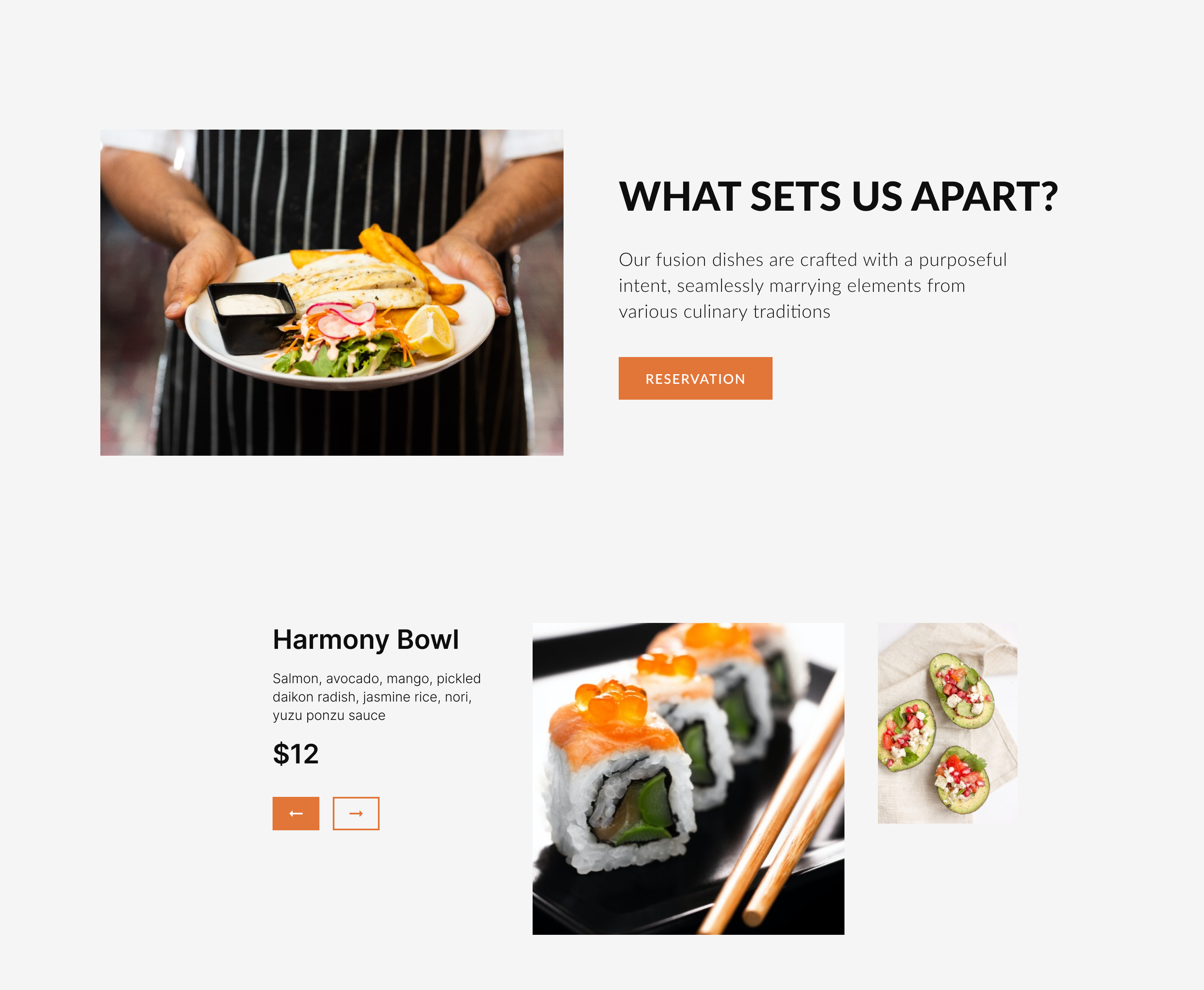 Landing page of restaurant fusion cusine — Изображение №4 — Интерфейсы на Dprofile