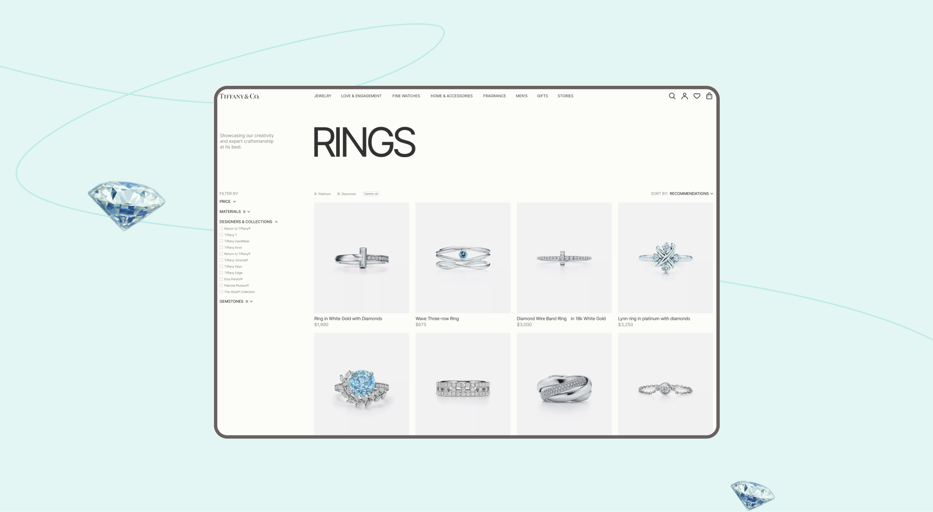 TIFFANY&Co | E-Commerce Website Redesign — Изображение №4 — Интерфейсы, Брендинг на Dprofile