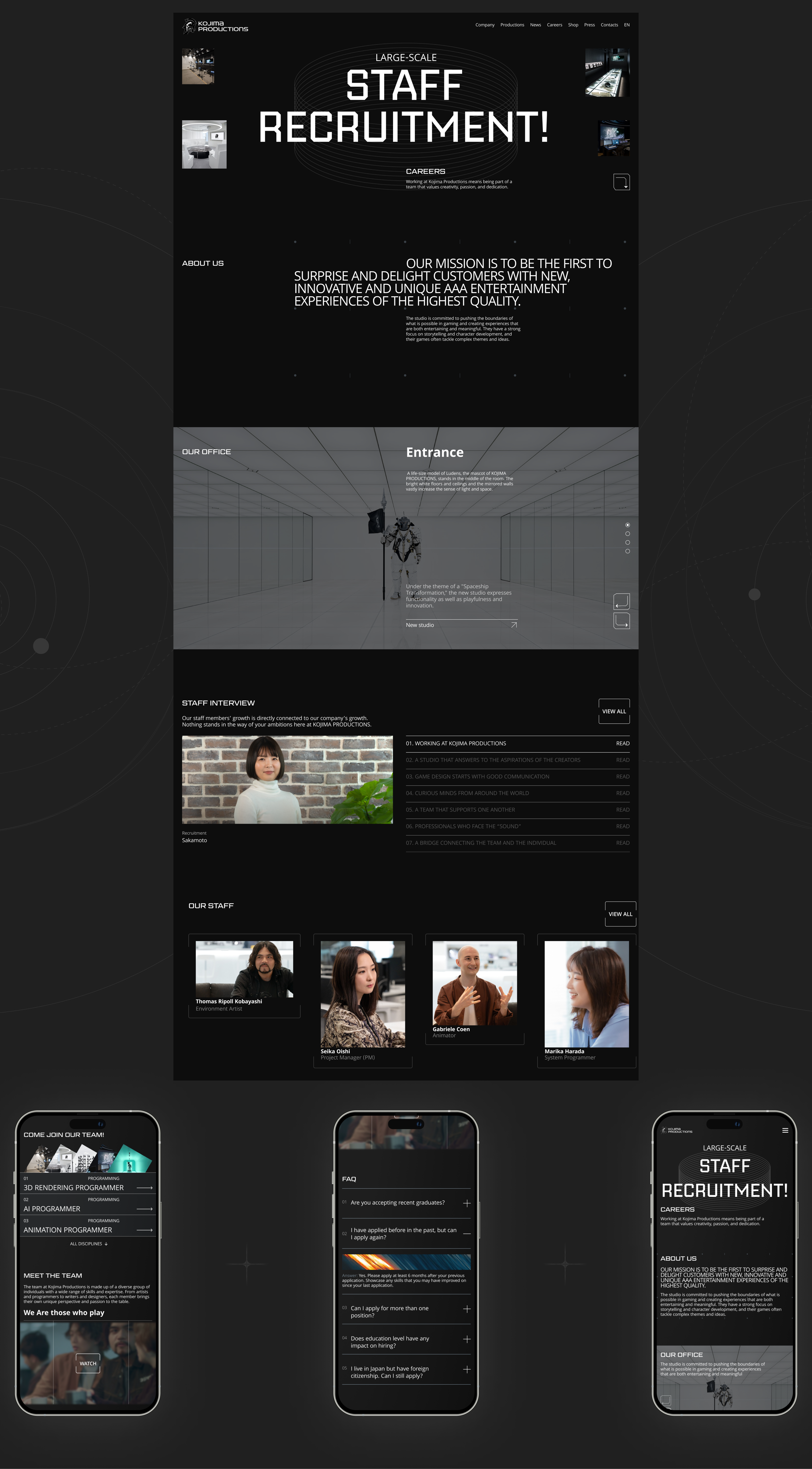 Kojima Productions | Corporate website redesign — Изображение №7 — Интерфейсы, Брендинг на Dprofile