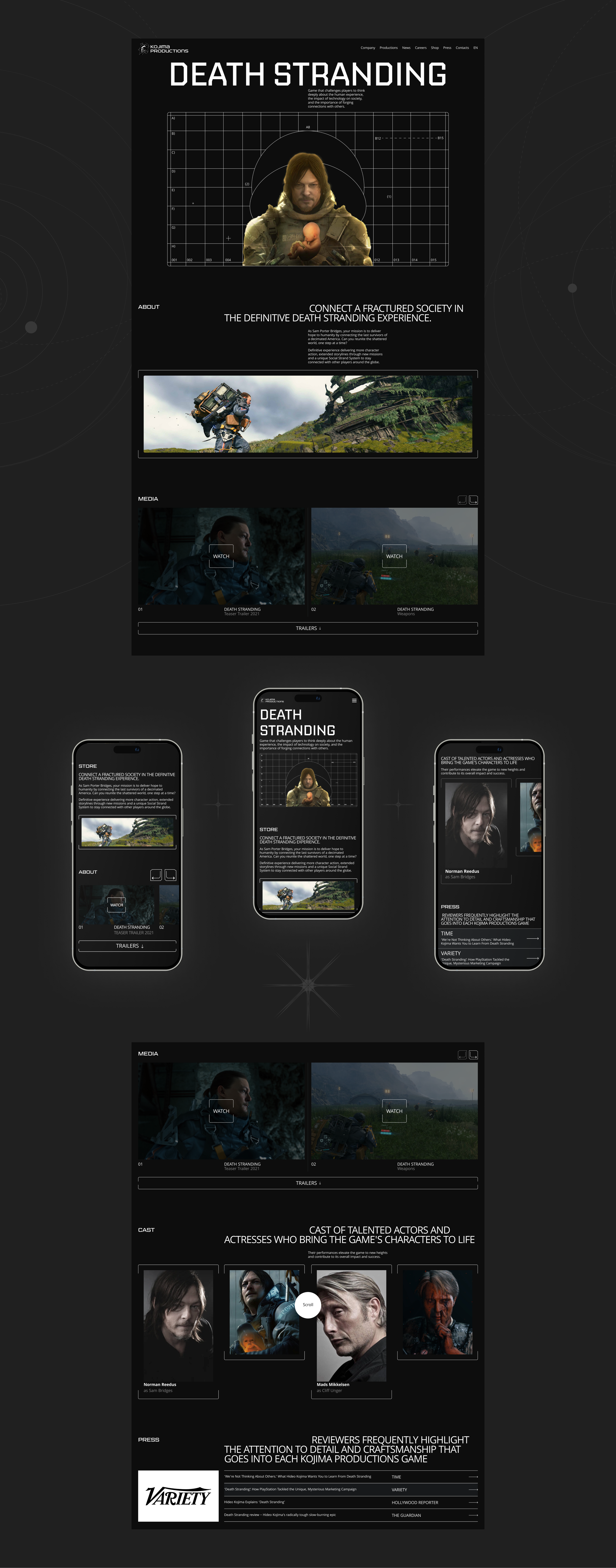 Kojima Productions | Corporate website redesign — Изображение №10 — Интерфейсы, Брендинг на Dprofile