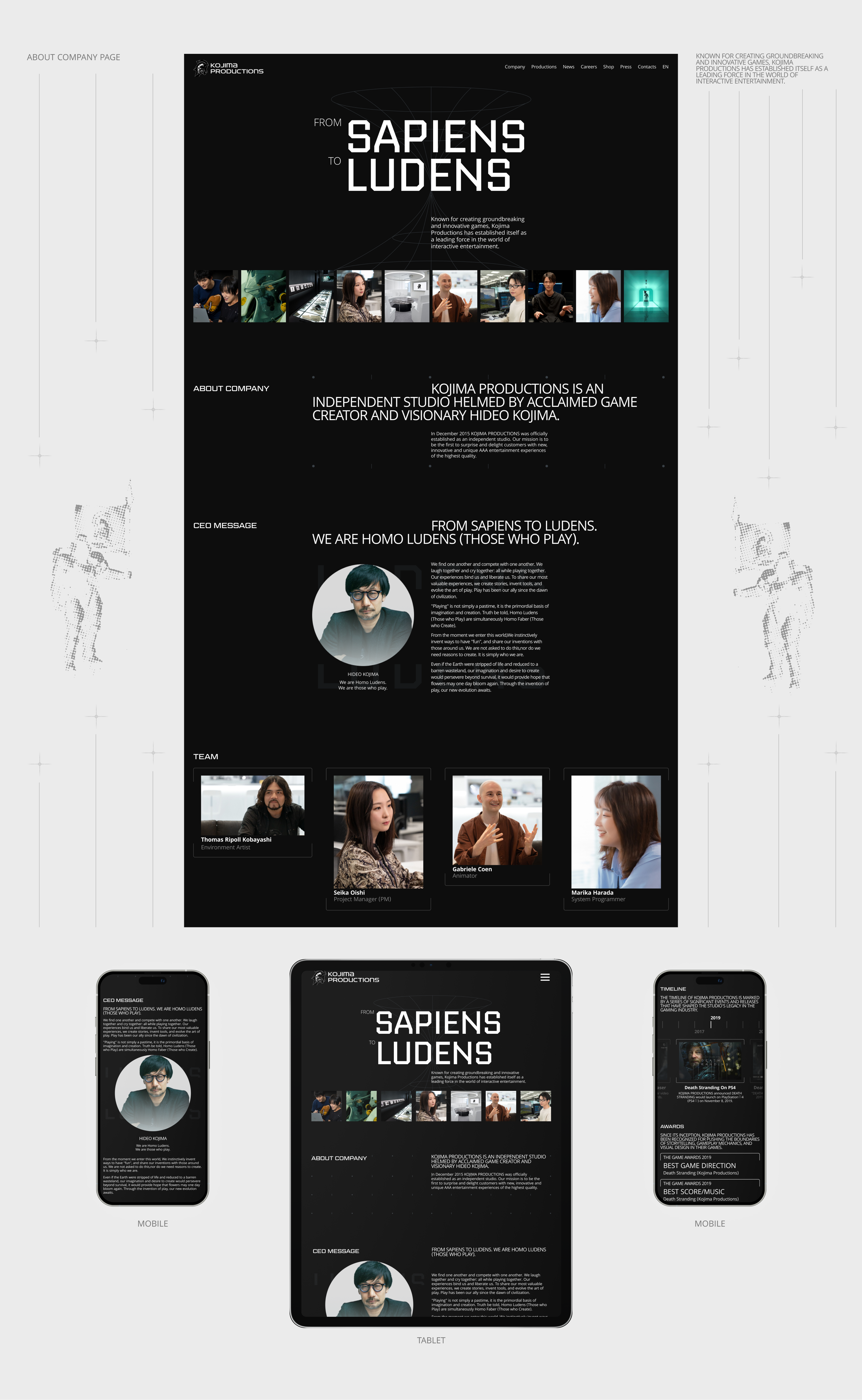 Kojima Productions | Corporate website redesign — Изображение №5 — Интерфейсы, Брендинг на Dprofile