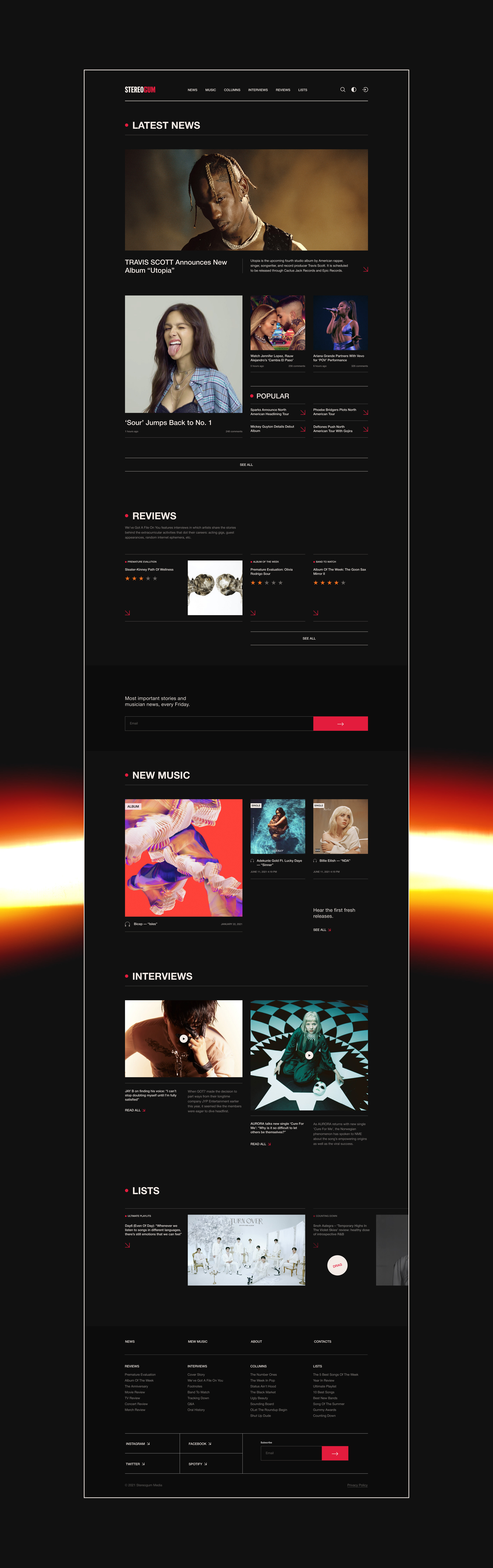 Stereogum Music News — Изображение №3 — Интерфейсы на Dprofile