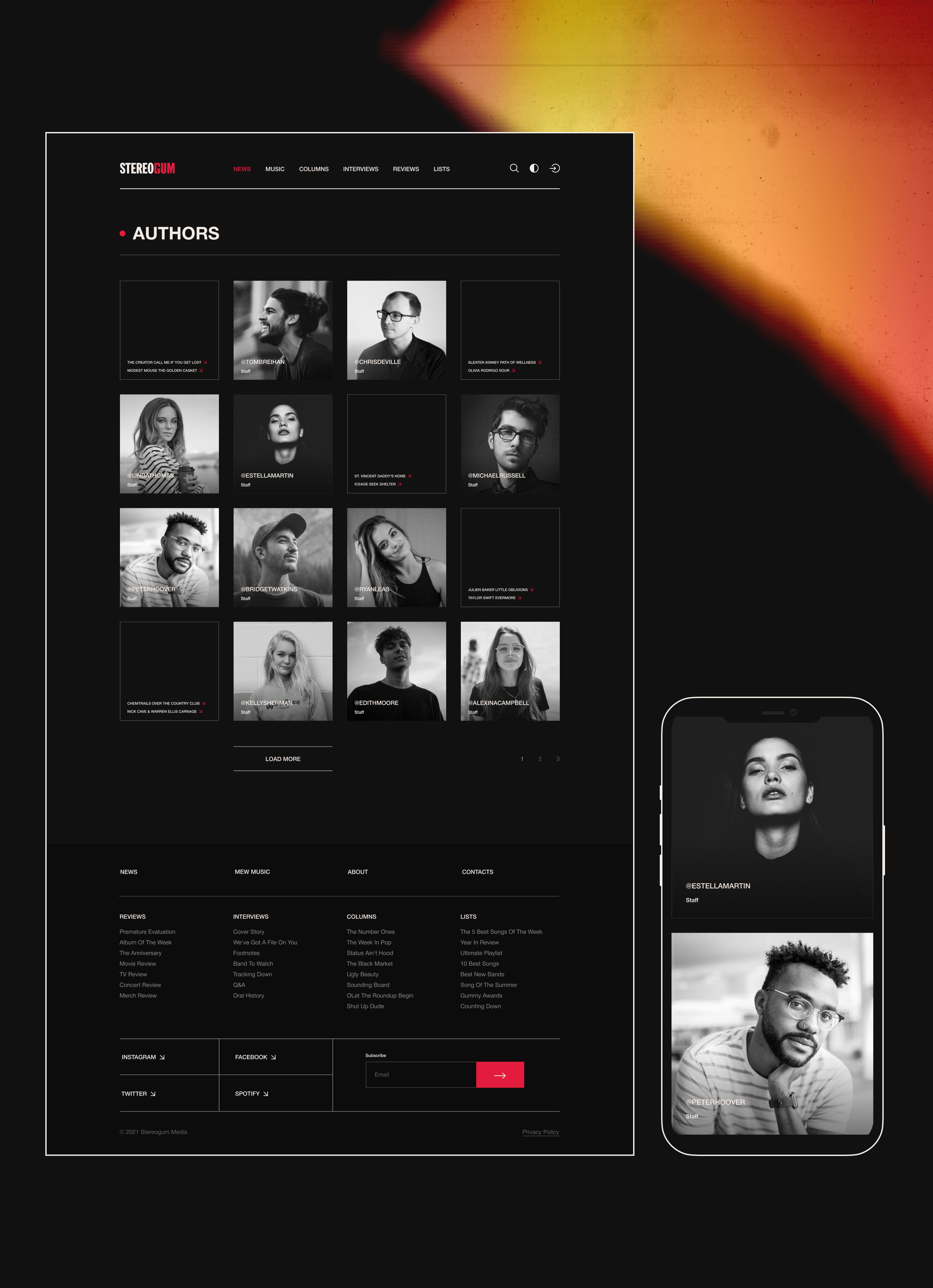 Stereogum Music News — Изображение №19 — Интерфейсы на Dprofile