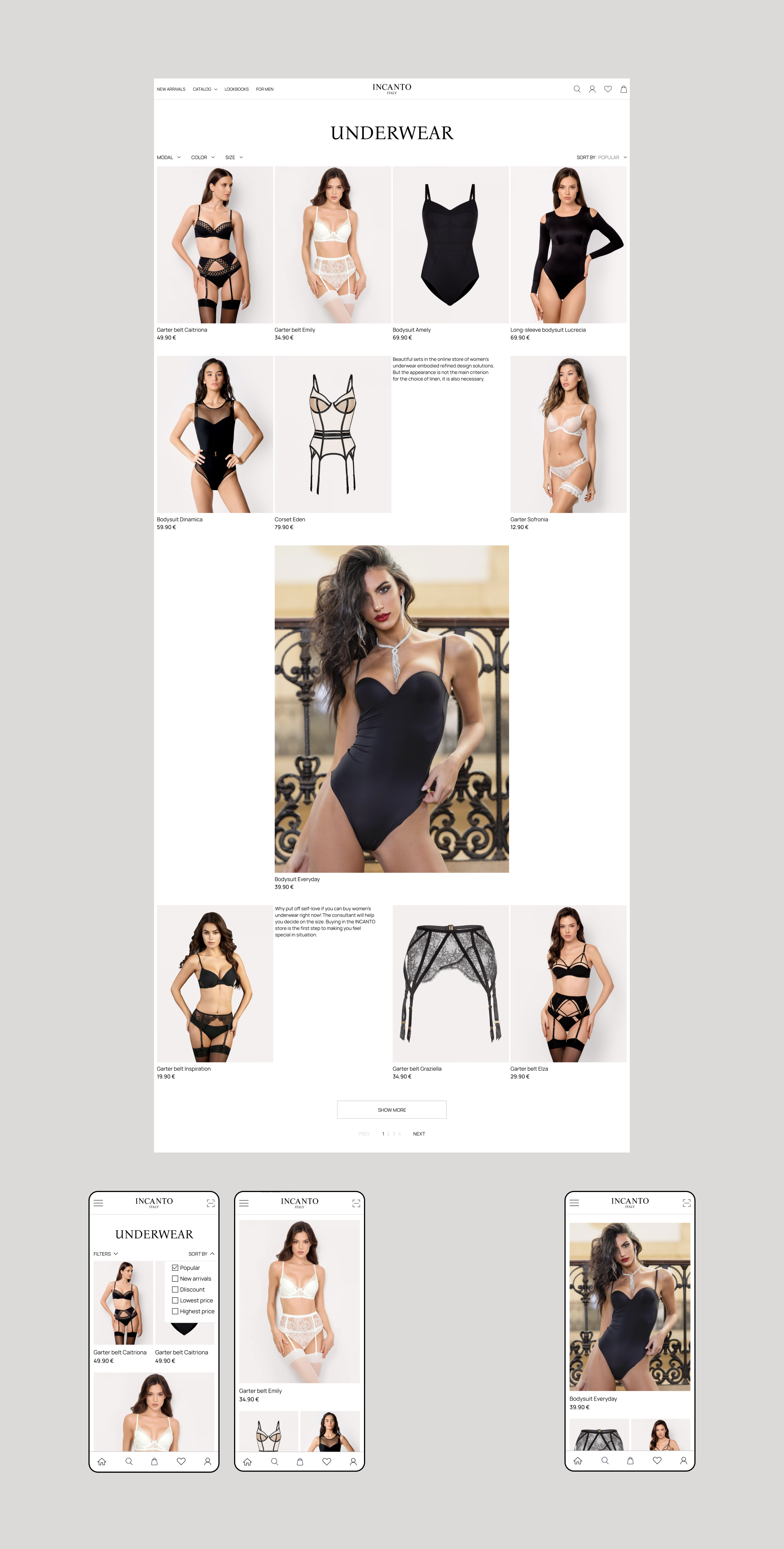INCANTO | E-commerce redesign — Изображение №4 — Интерфейсы на Dprofile