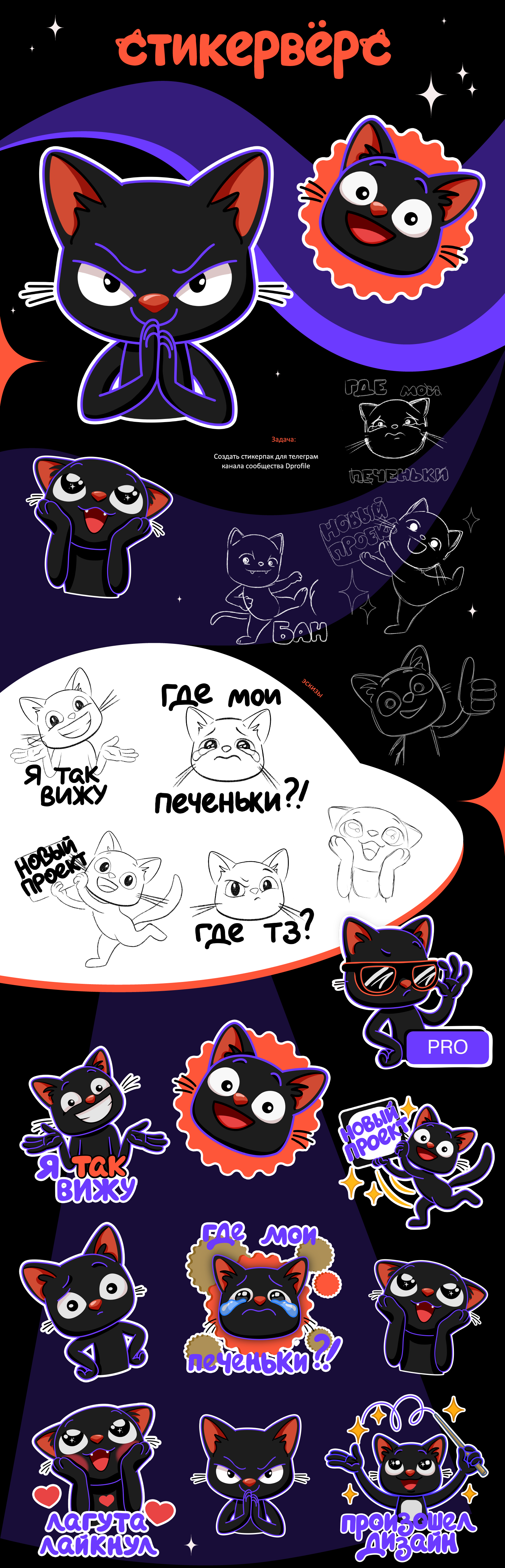 Стикеры КосмоКот для "Стикервёрс" — Изображение №1 — Иллюстрация на Dprofile