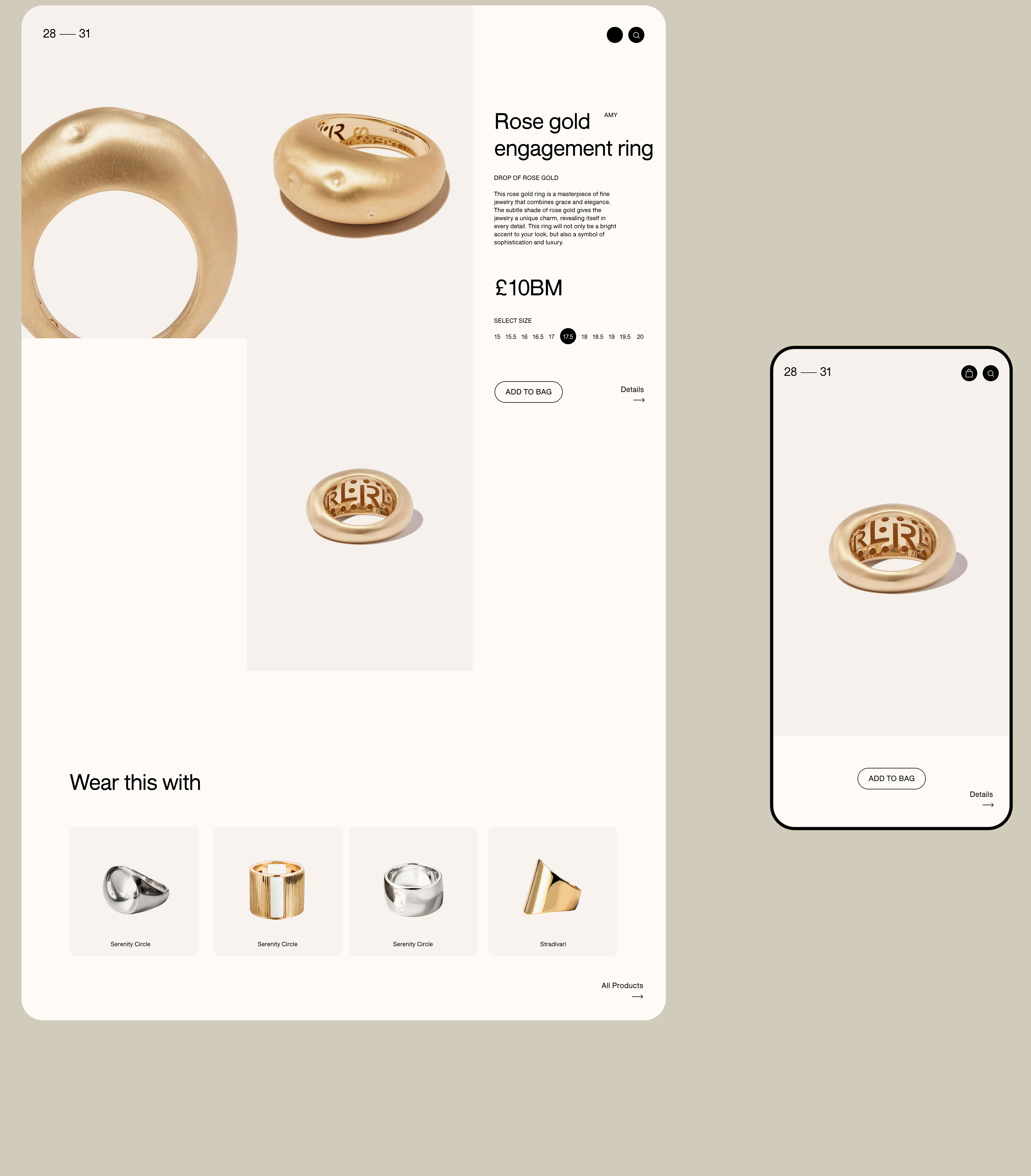 Design concept for the online jewelry store 28—31 STORE — Изображение №11 — Интерфейсы, Брендинг на Dprofile
