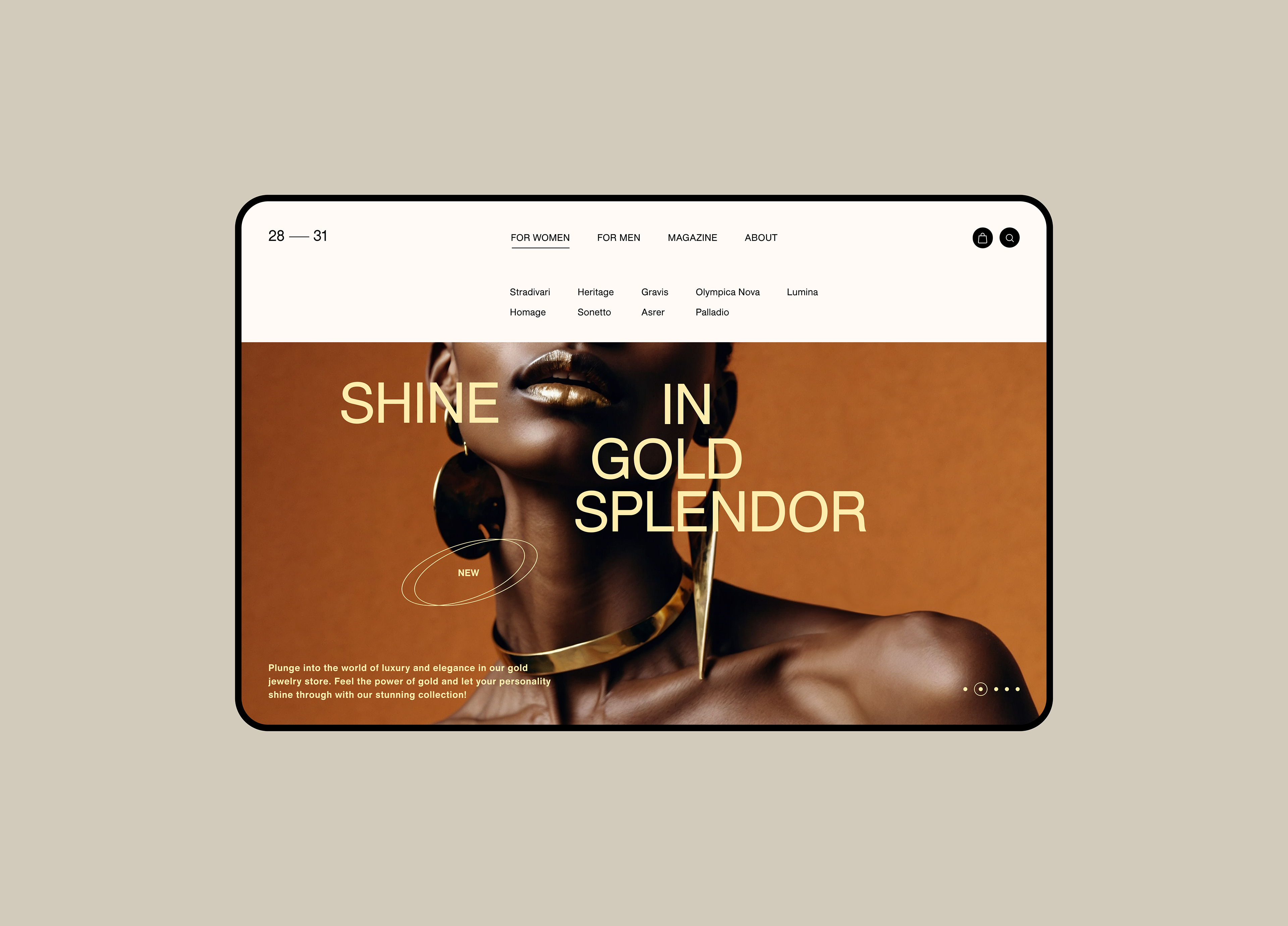 Design concept for the online jewelry store 28—31 STORE — Изображение №2 — Интерфейсы, Брендинг на Dprofile
