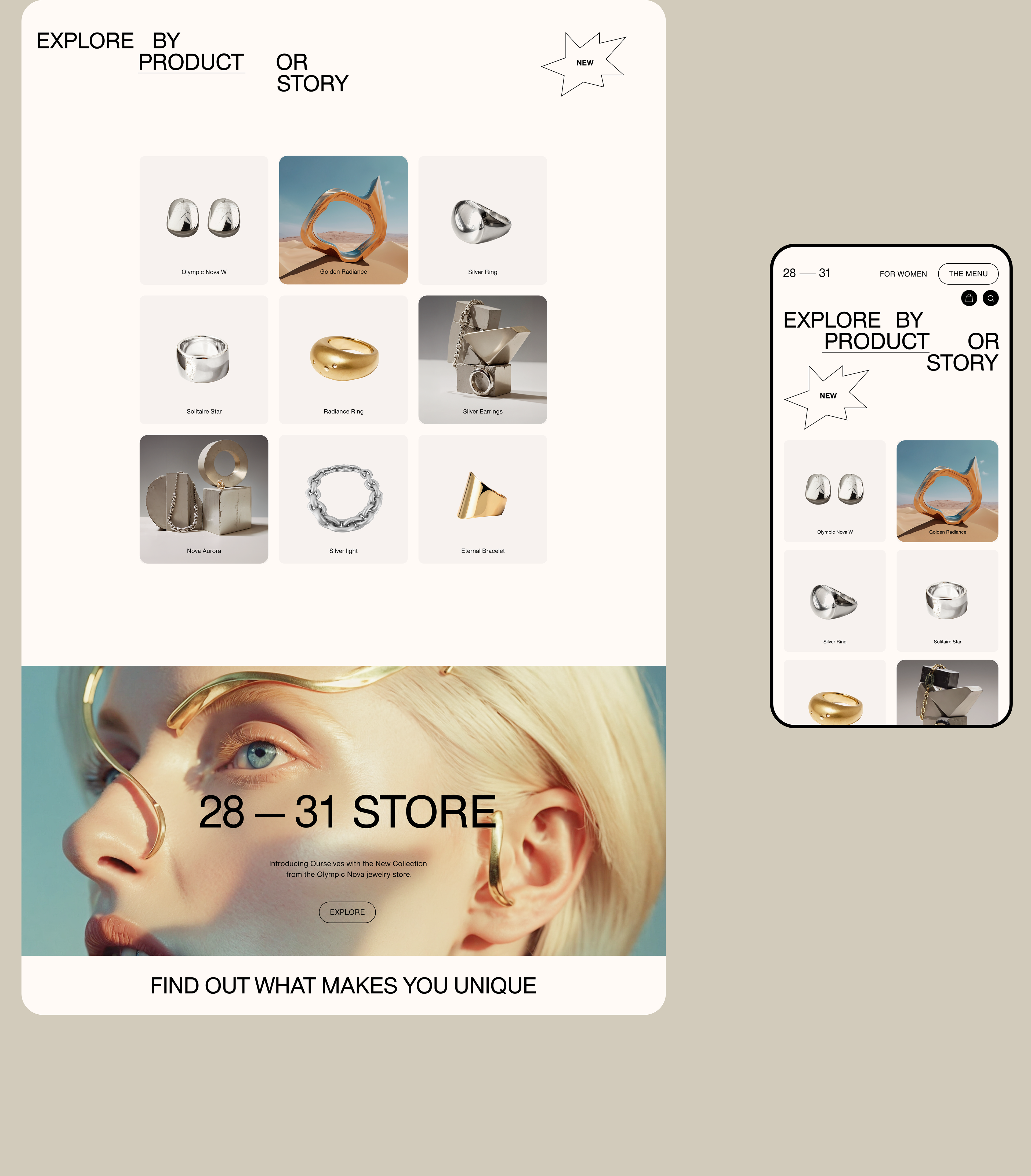 Design concept for the online jewelry store 28—31 STORE — Изображение №3 — Интерфейсы, Брендинг на Dprofile