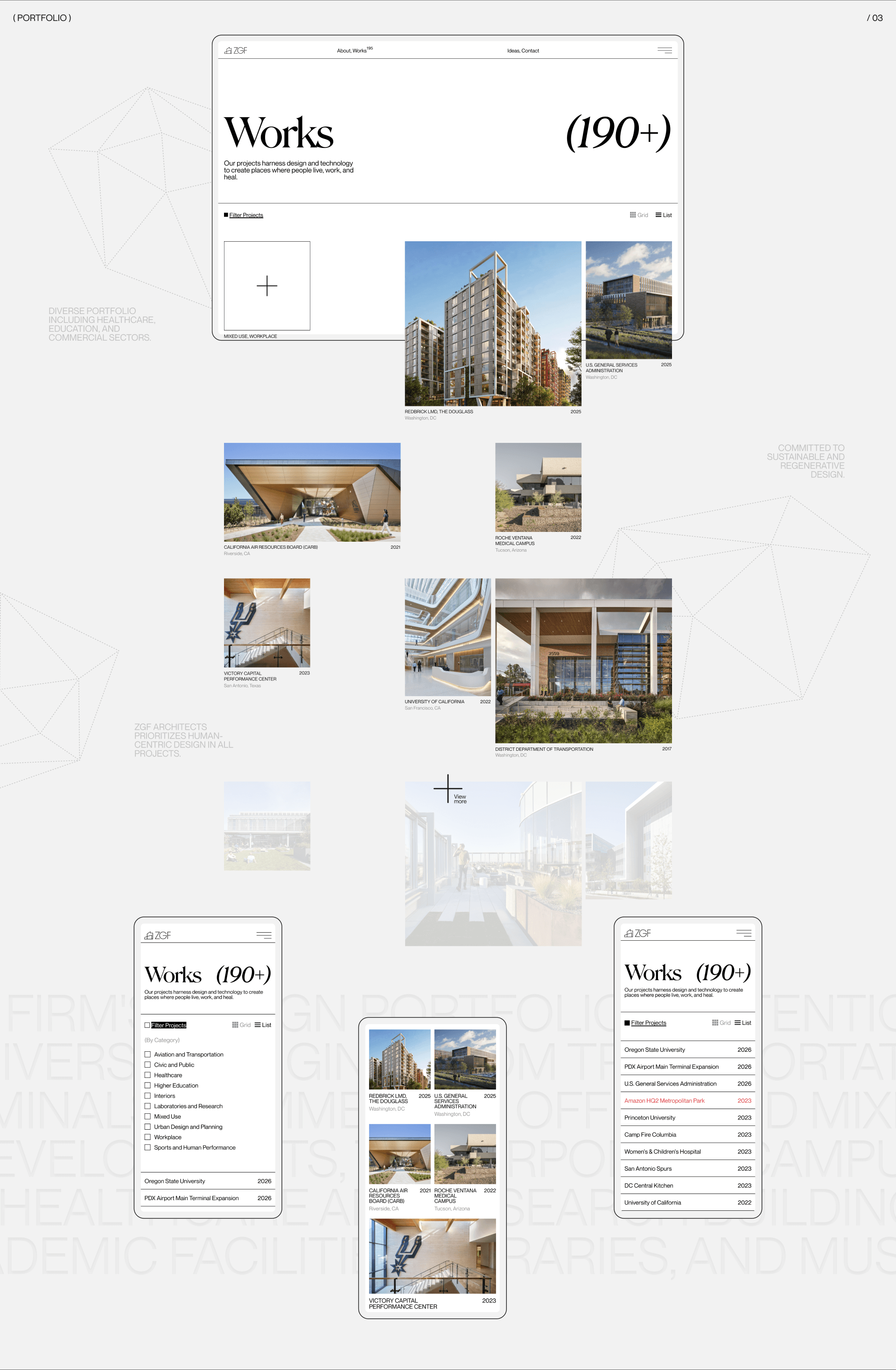 ZGF Architects | Corporate Website — Изображение №4 — Интерфейсы, Анимация на Dprofile
