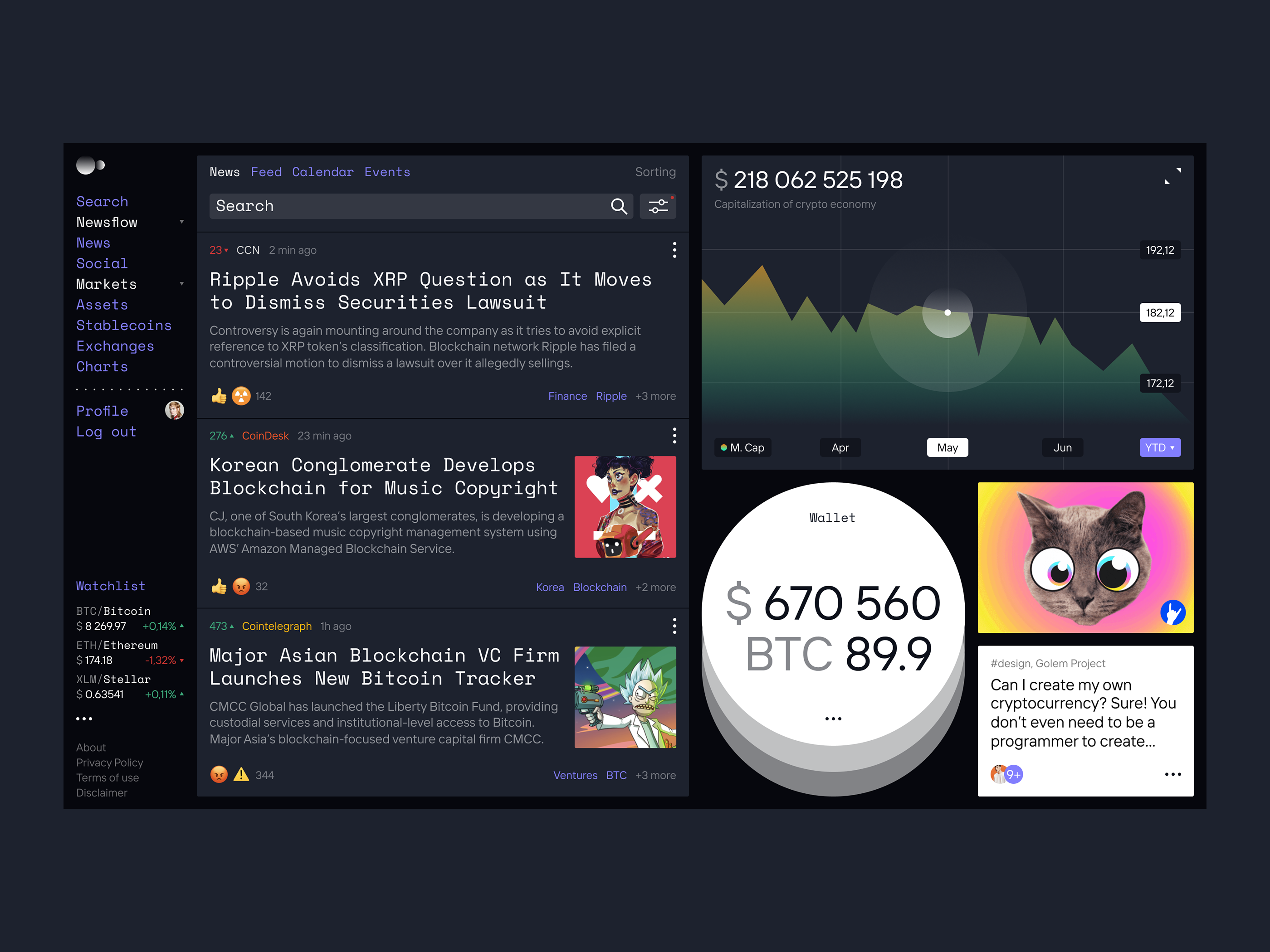 MoonHub. Платформа криптоагрегатор. — Изображение №3 — Интерфейсы, Брендинг на Dprofile