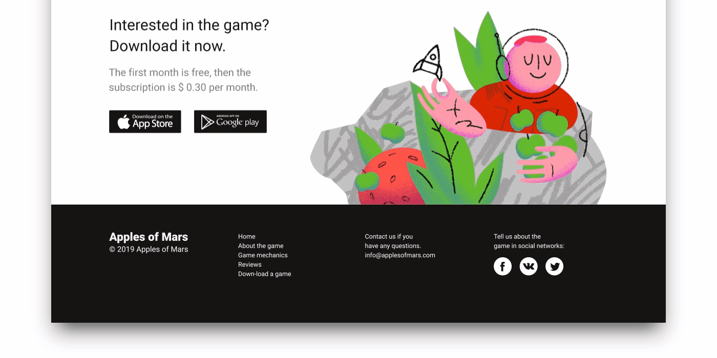 Landing Page Apples of Mars. Free Concept. — Изображение №10 — Интерфейсы, Анимация на Dprofile