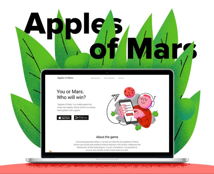 Landing Page Apples of Mars. Free Concept. — Интерфейсы, Анимация на Dprofile
