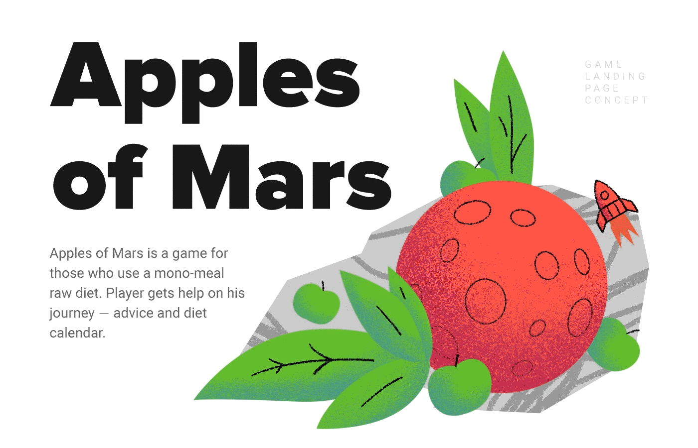 Landing Page Apples of Mars. Free Concept. — Изображение №1 — Интерфейсы, Анимация на Dprofile