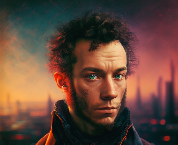 Portraits of Russian writers in the cyberpunk style — Иллюстрация на Dprofile