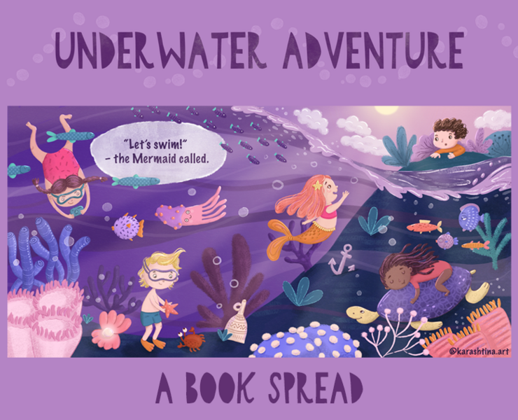 Underwater Adventure - A book spread — Иллюстрация на Dprofile