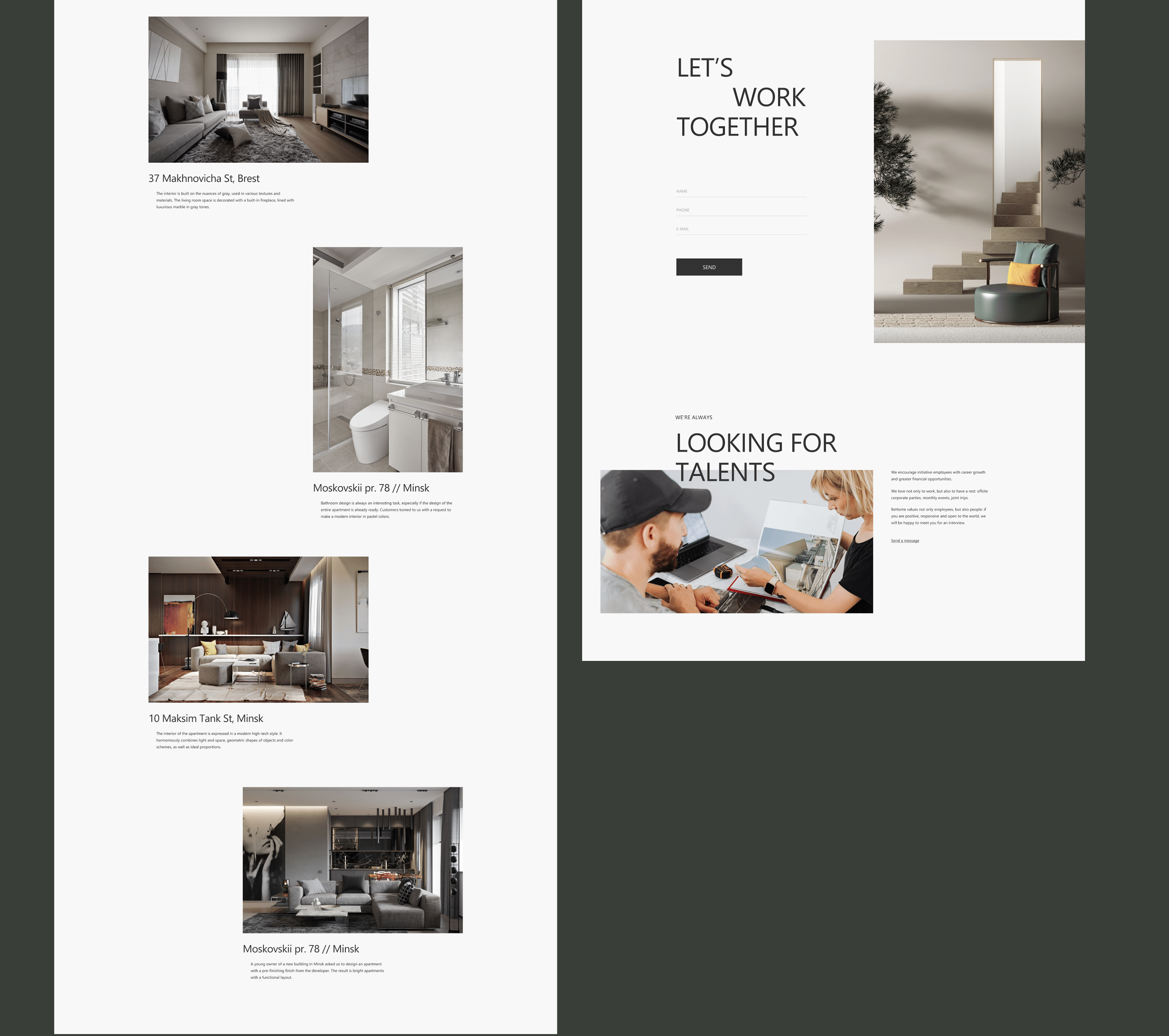 BeHome interior design studio - website — Изображение №24 — Интерфейсы, Анимация на Dprofile