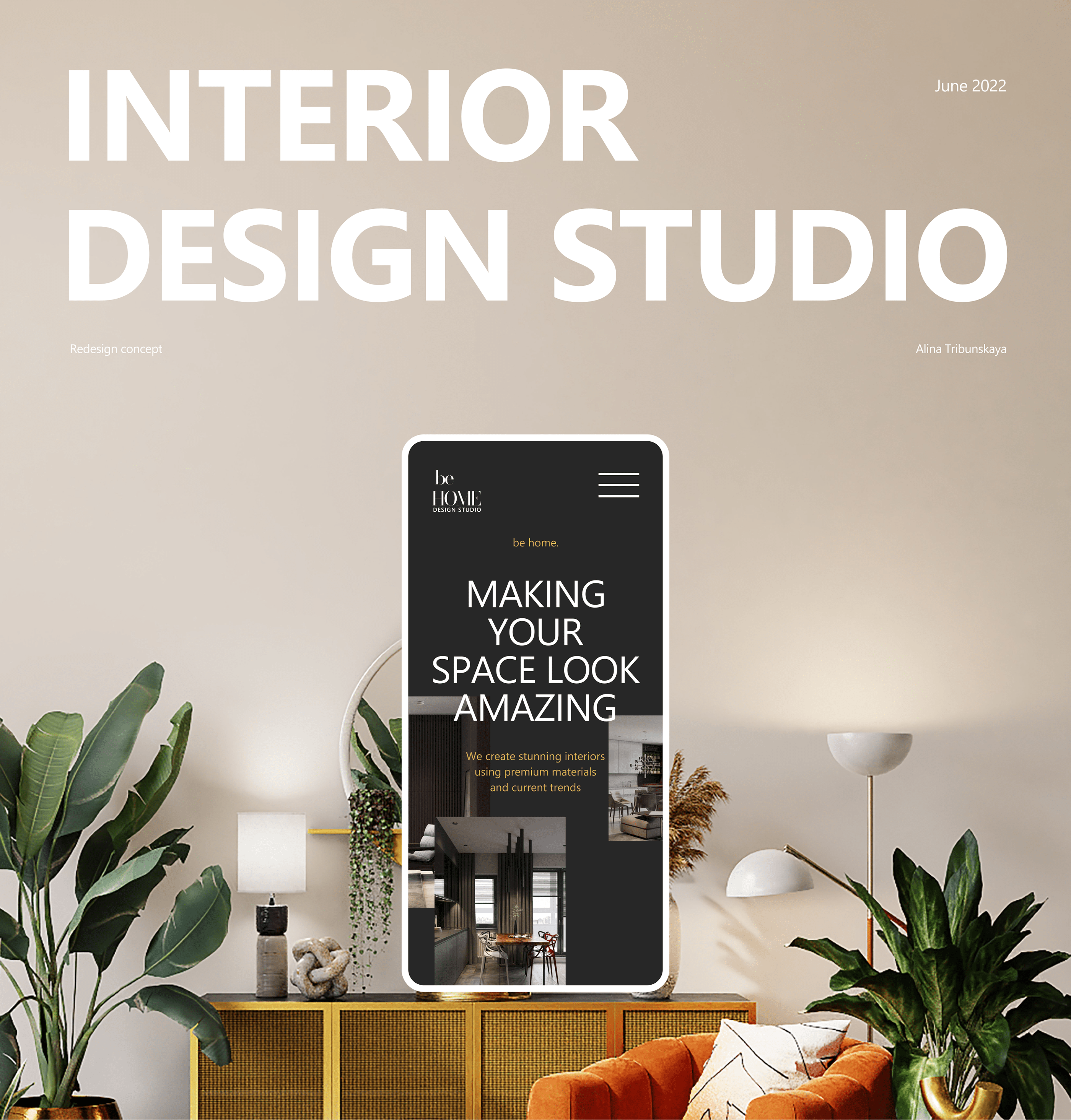 BeHome interior design studio - website — Изображение №1 — Интерфейсы, Анимация на Dprofile