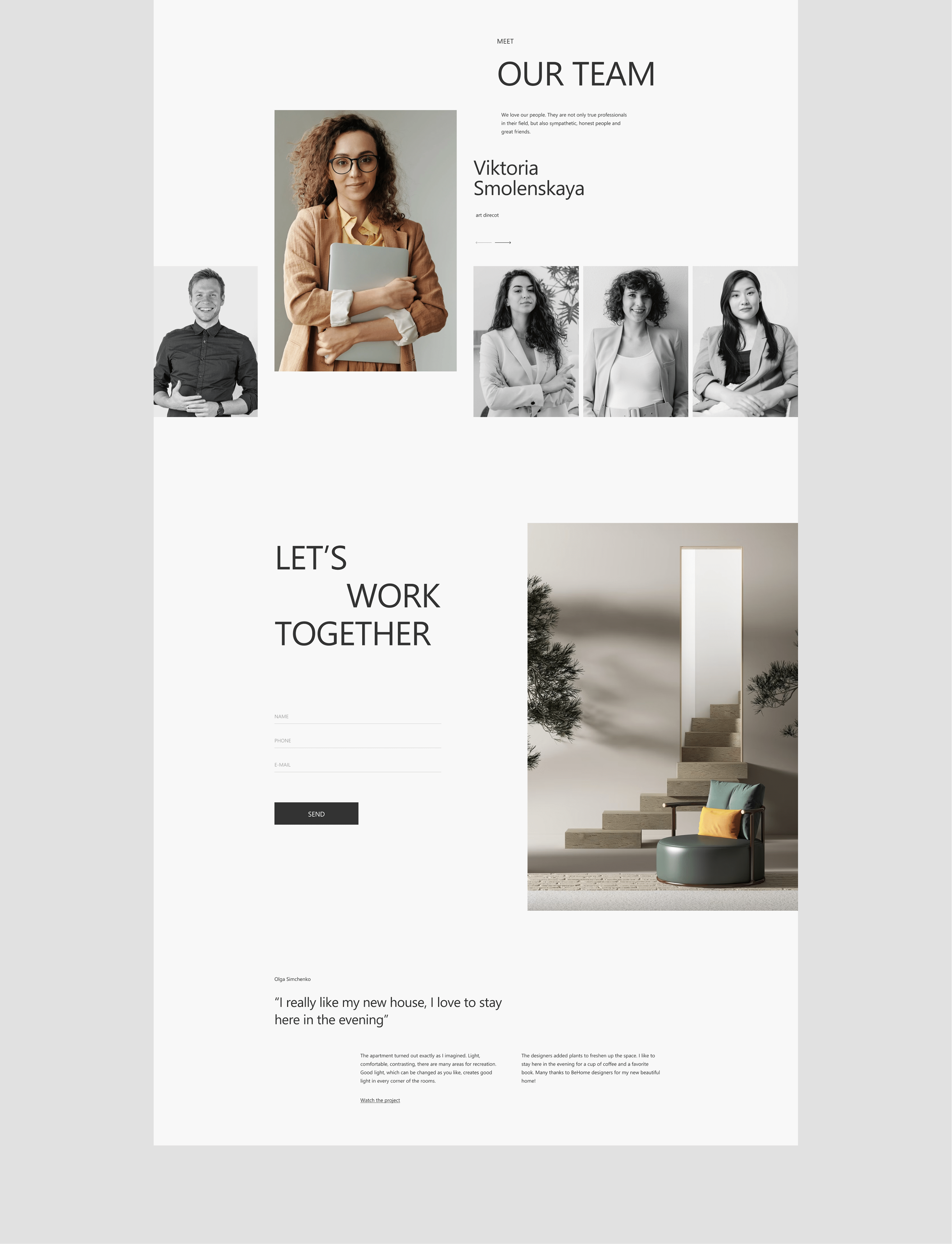 BeHome interior design studio - website — Изображение №19 — Интерфейсы, Анимация на Dprofile