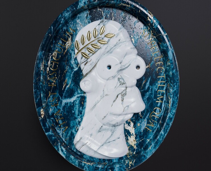 Homer Simpson marble cameo — Иллюстрация, Графика, 3D на Dprofile