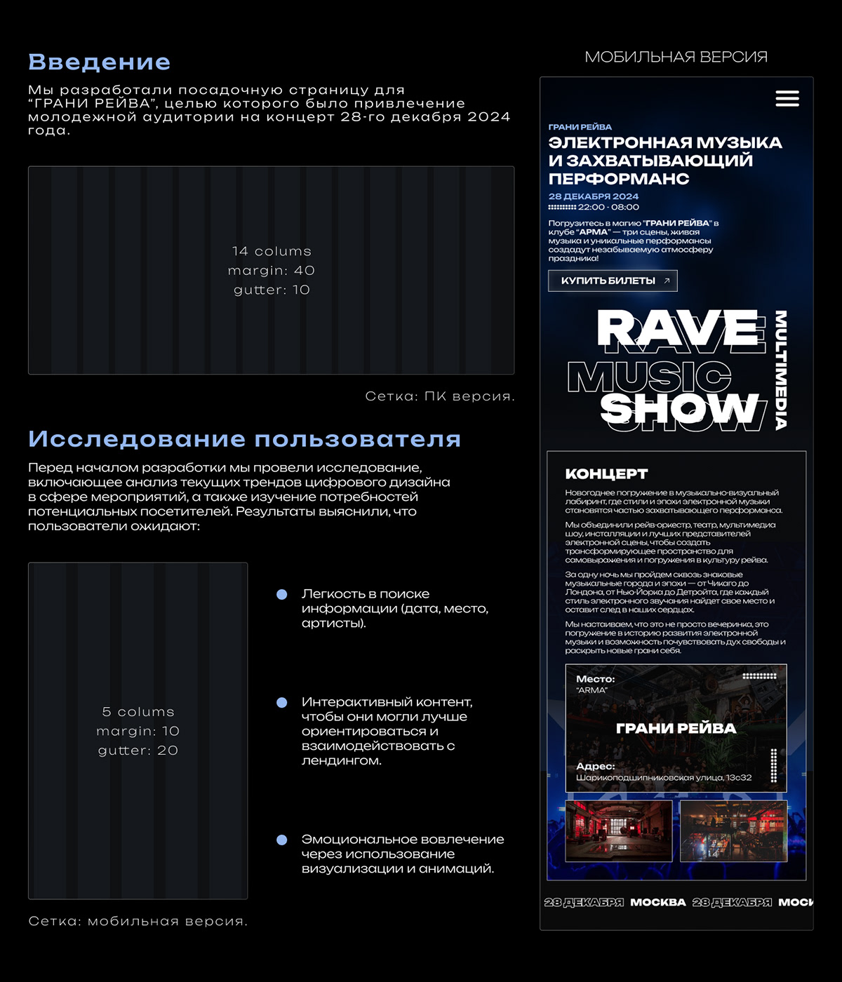 Кейс - Грани Рейва | Landing page ux/ui design — Изображение №3 — Интерфейсы на Dprofile