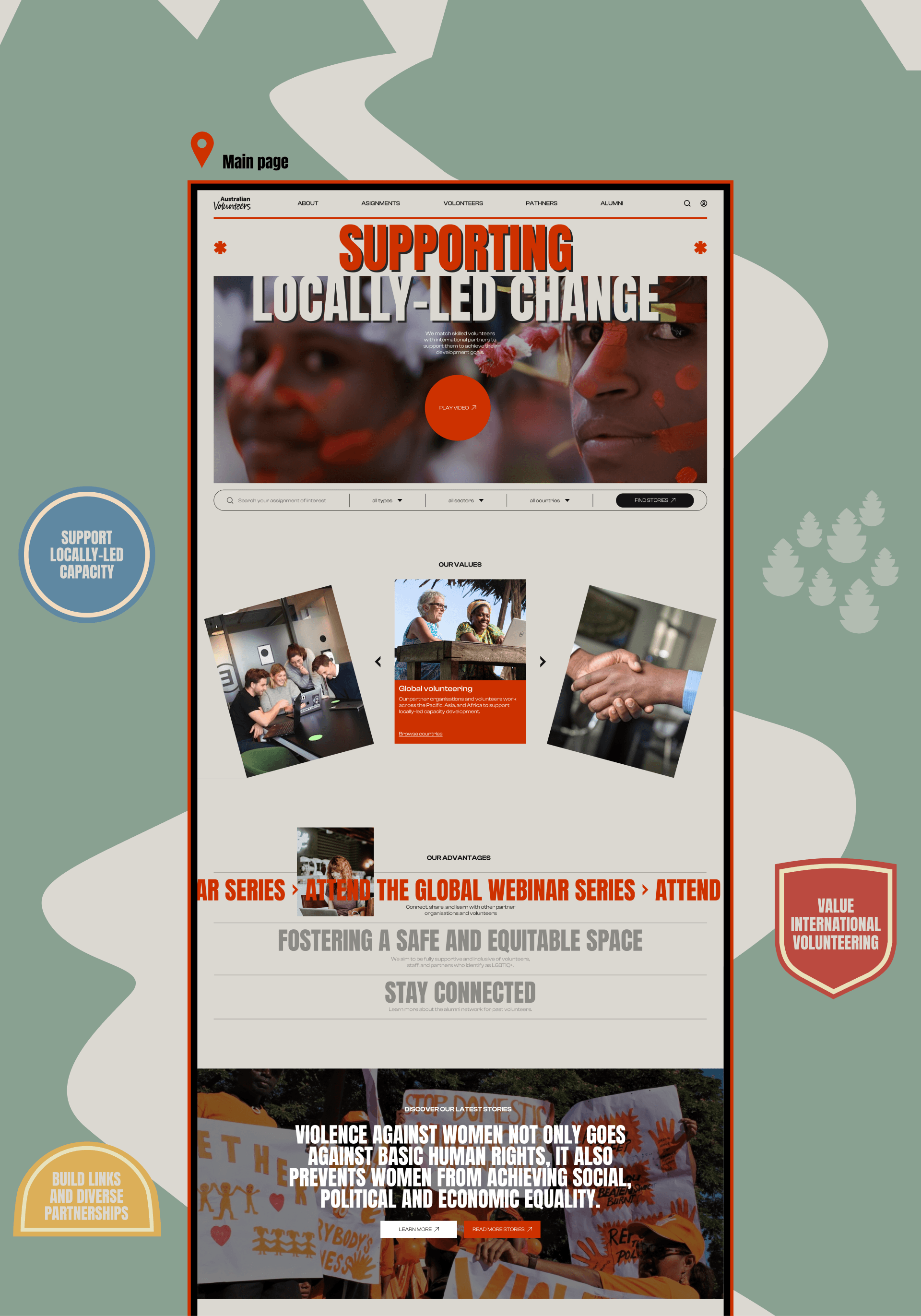 Australian Volunteers | Corporate website redesign — Изображение №1 — Интерфейсы на Dprofile