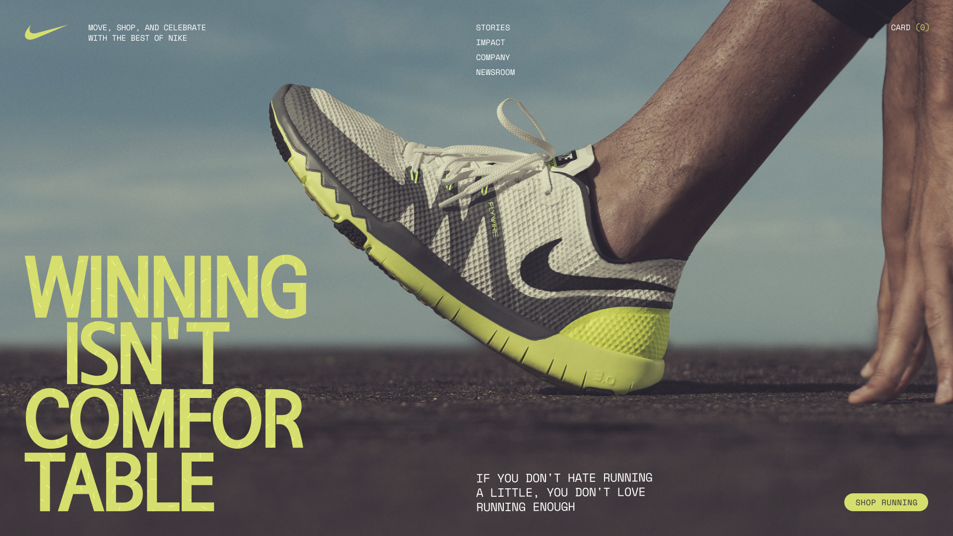 NIKE – концепт первого экрана — Изображение №1 — Интерфейсы, Графика на Dprofile