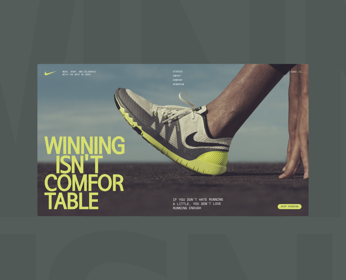 NIKE – концепт первого экрана на Dprofile