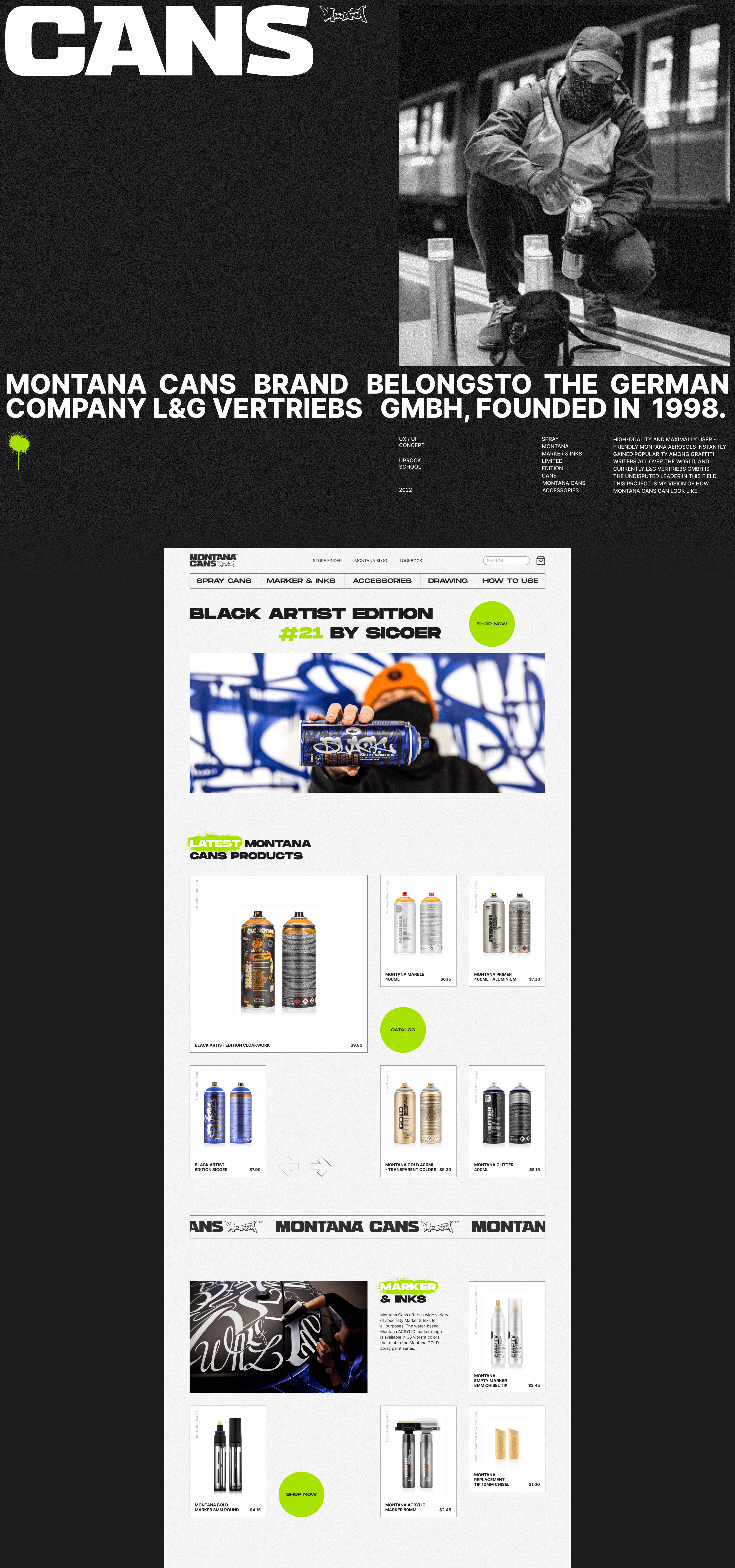 Redesign Concept: MONTANA CANS — Изображение №1 — Интерфейсы, Графика на Dprofile