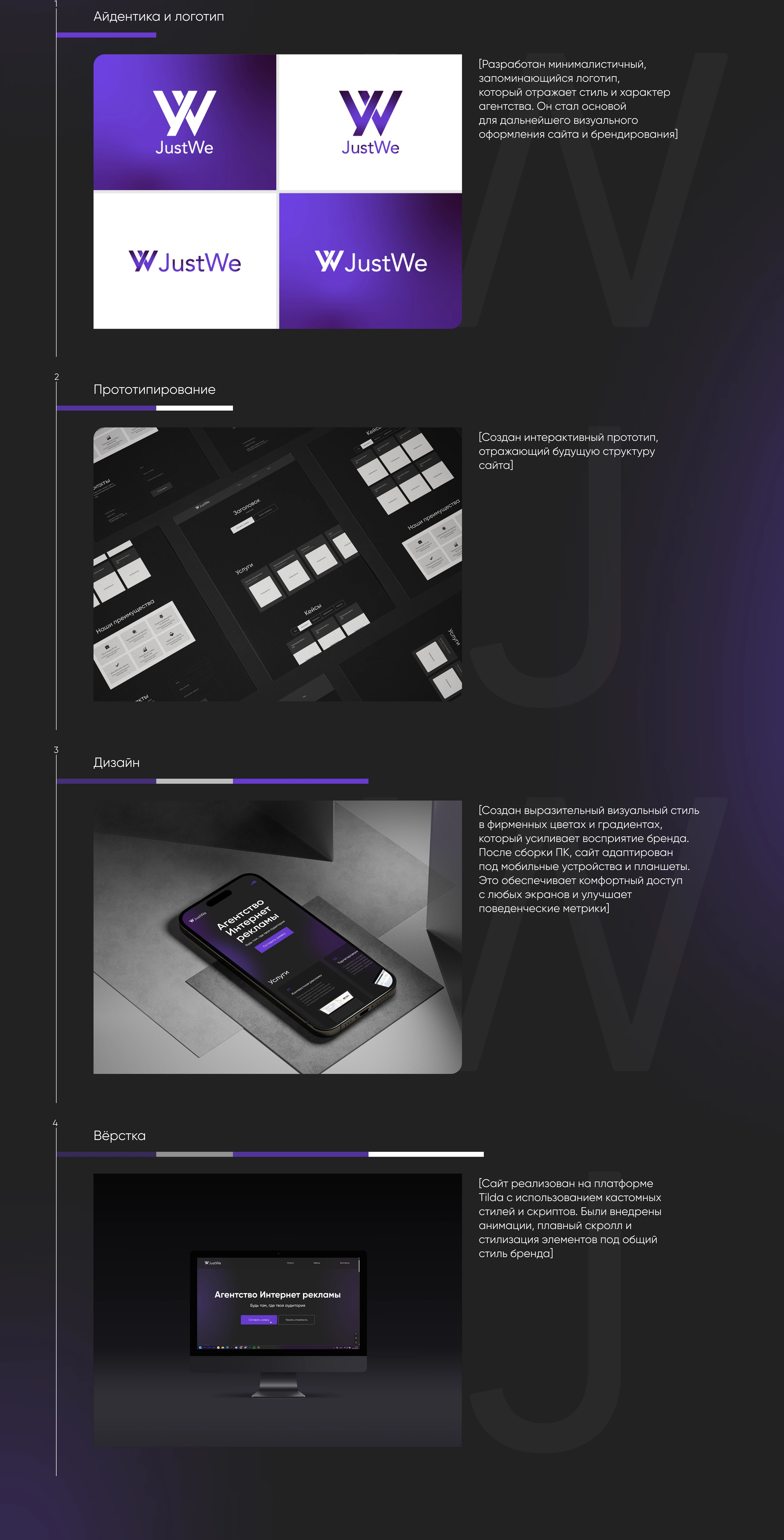 Landing page/лендинг для рекламного агентства JustWe — Изображение №3 — Интерфейсы, Брендинг на Dprofile
