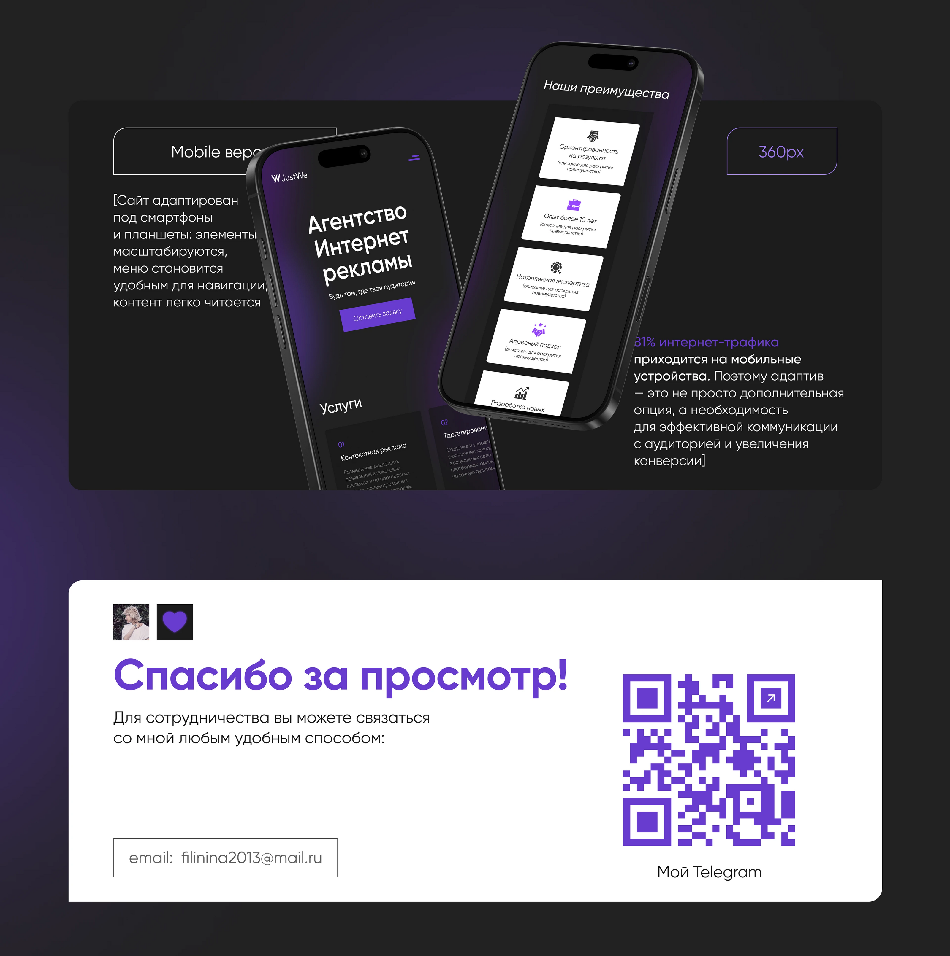Landing page/лендинг для рекламного агентства JustWe — Изображение №6 — Интерфейсы, Брендинг на Dprofile