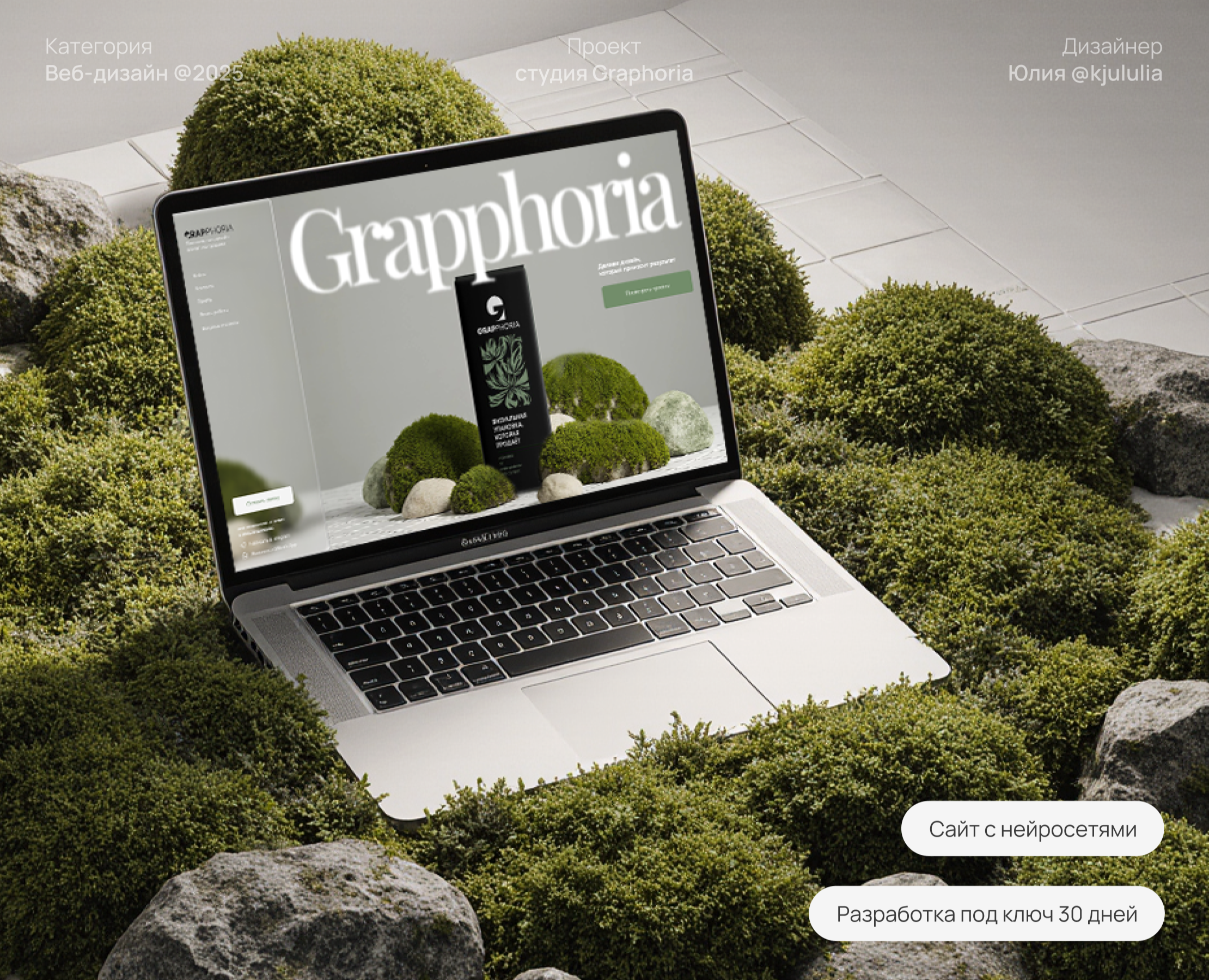 Веб-сайт Grapphoria. UX-UI Design, landing page agency на Dprofile