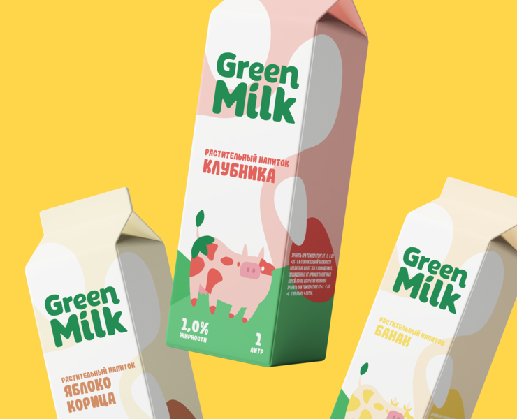 «Green Milk» — дизайн упаковки для растительного молока на Dprofile