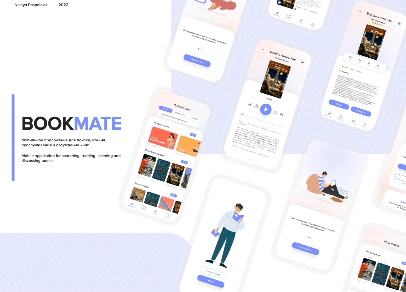 Book mobile app | concept design — Изображение №1 — Интерфейсы, Анимация на Dprofile