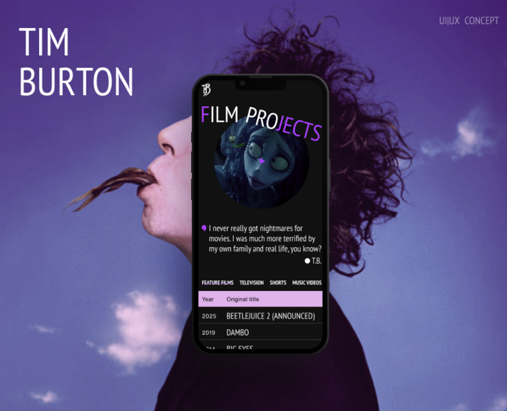 TIM BURTON | Redesign concept на Dprofile