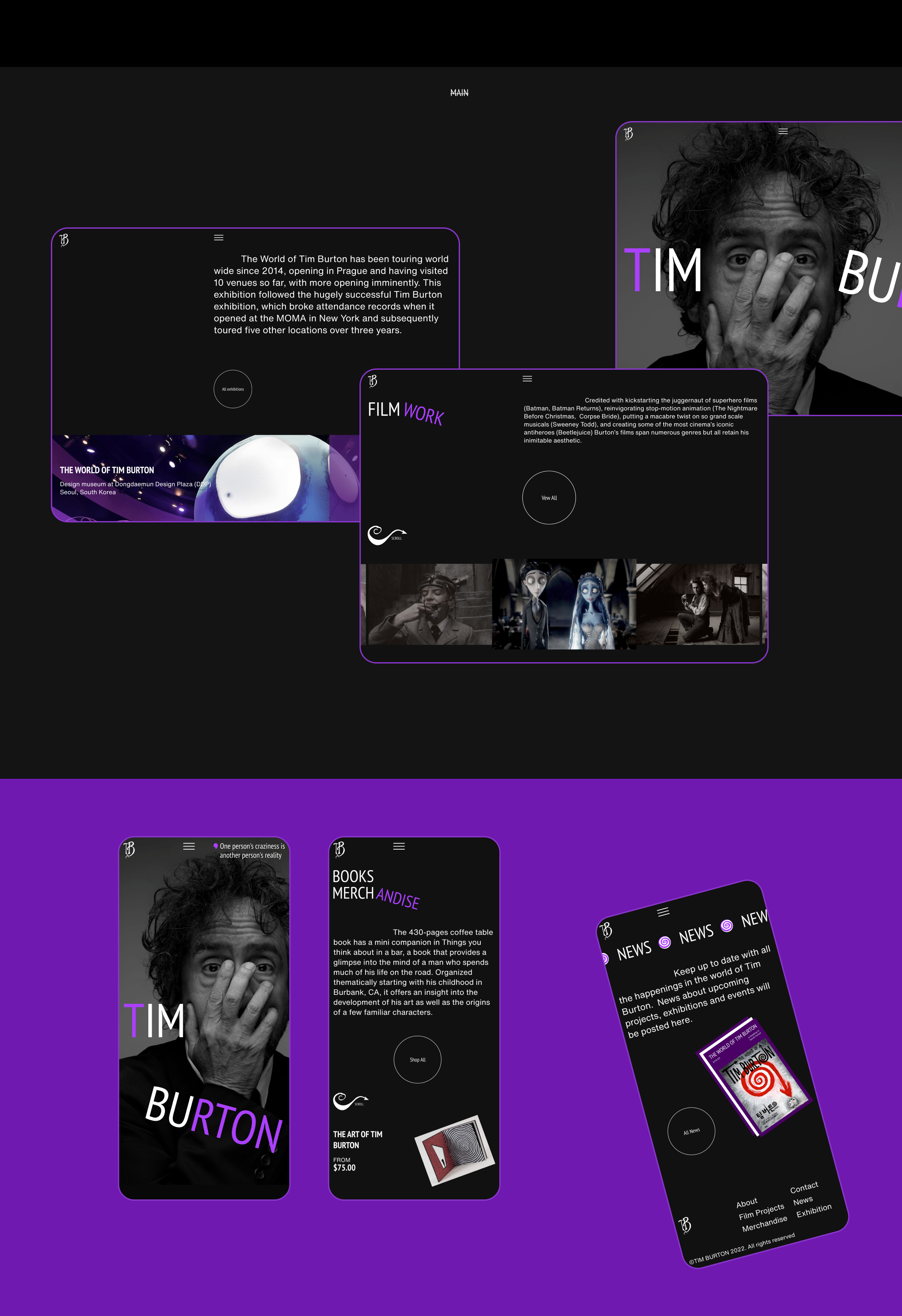 TIM BURTON | Redesign concept — Изображение №3 — Интерфейсы на Dprofile