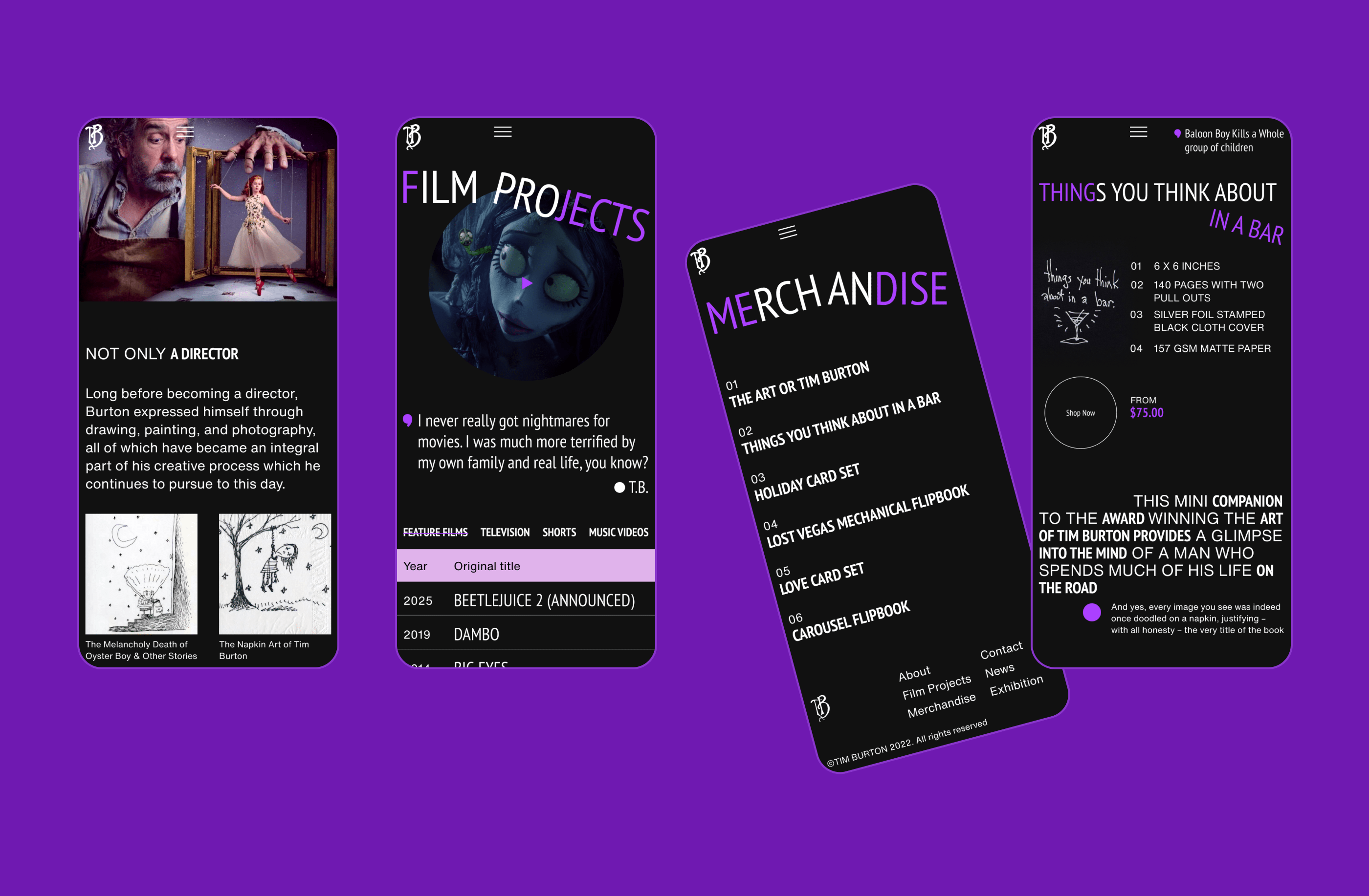 TIM BURTON | Redesign concept — Изображение №7 — Интерфейсы на Dprofile