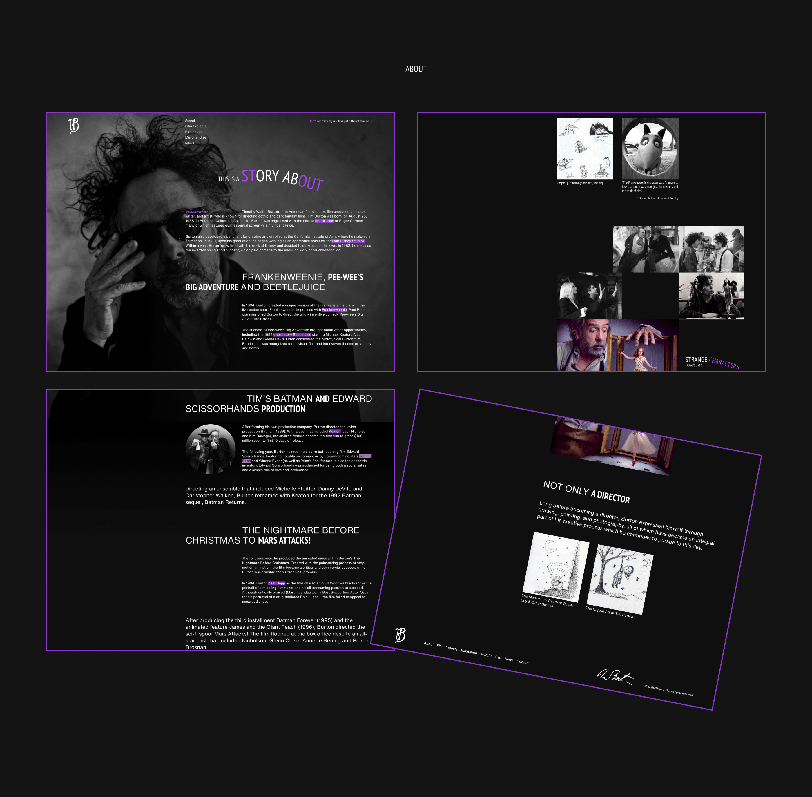 TIM BURTON | Redesign concept — Изображение №4 — Интерфейсы на Dprofile