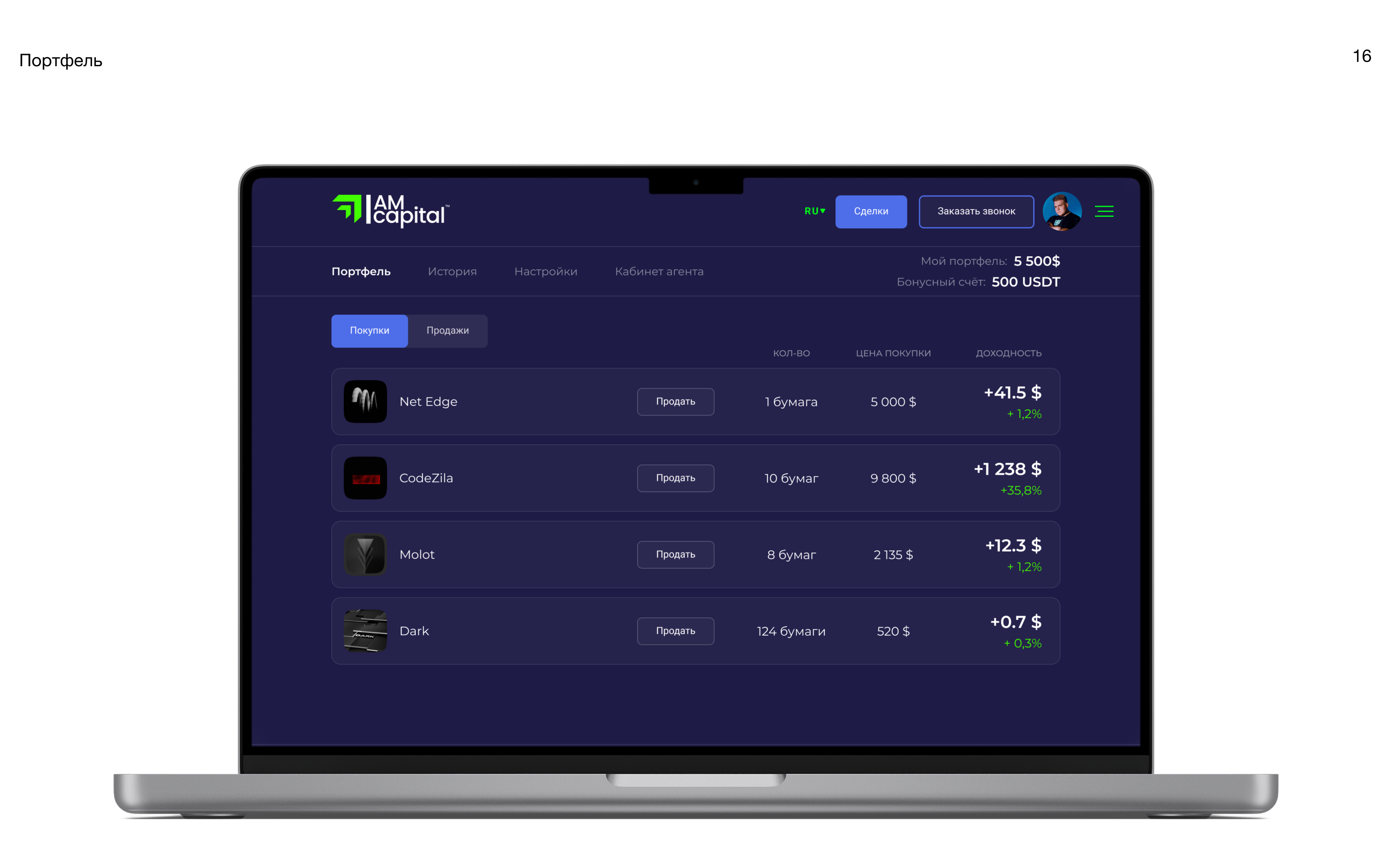 AM Capital — инвестиционный холдинг — Изображение №20 — Интерфейсы на Dprofile