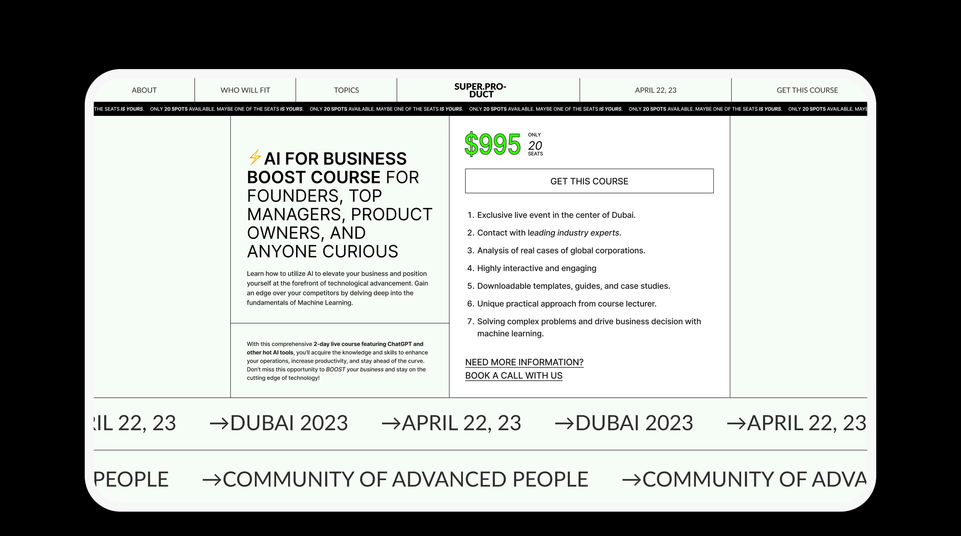 Landing for Online Business Boost Course│ UX/UI design — Изображение №4 — Интерфейсы, Графика на Dprofile