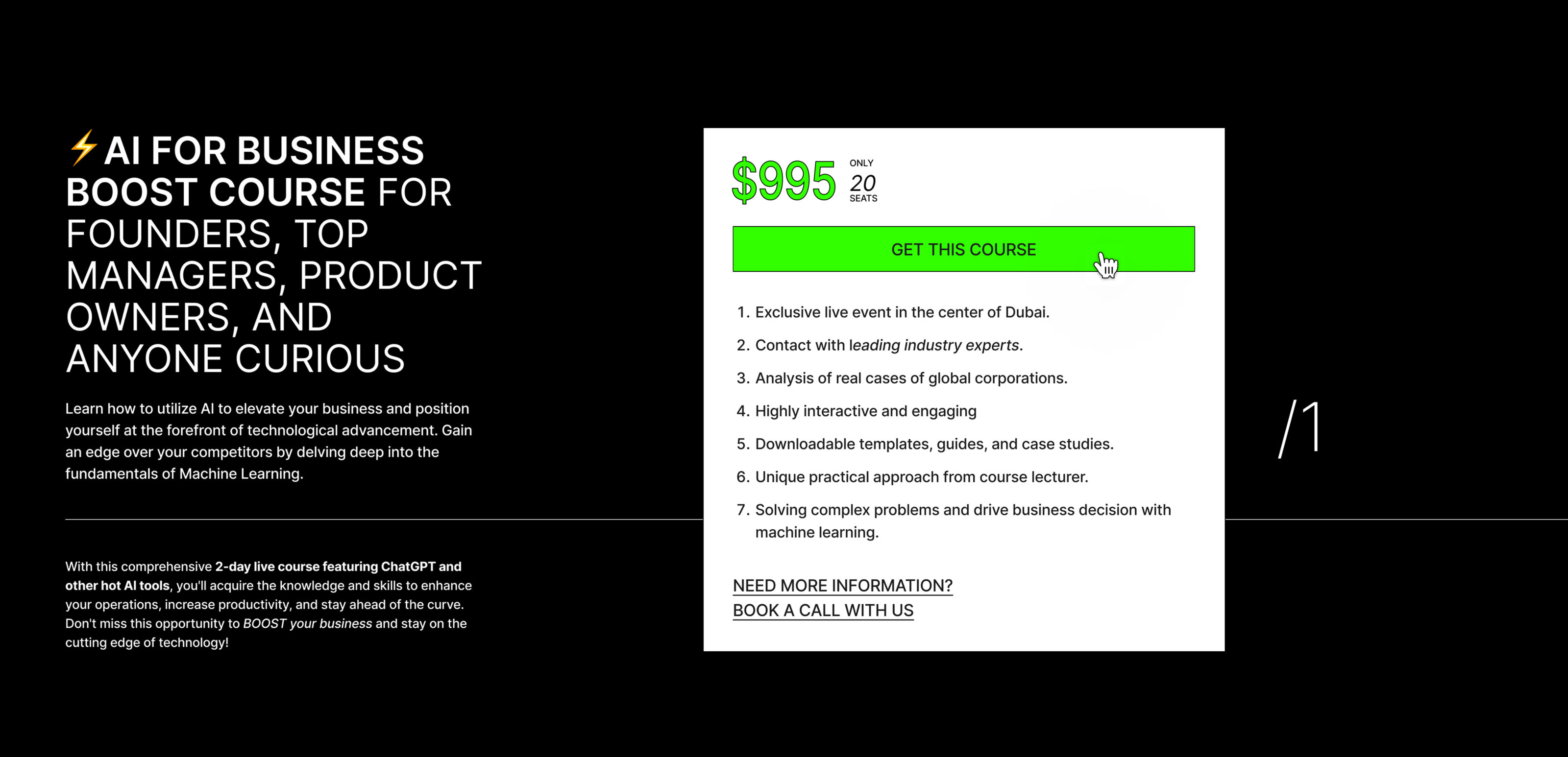 Landing for Online Business Boost Course│ UX/UI design — Изображение №5 — Интерфейсы, Графика на Dprofile