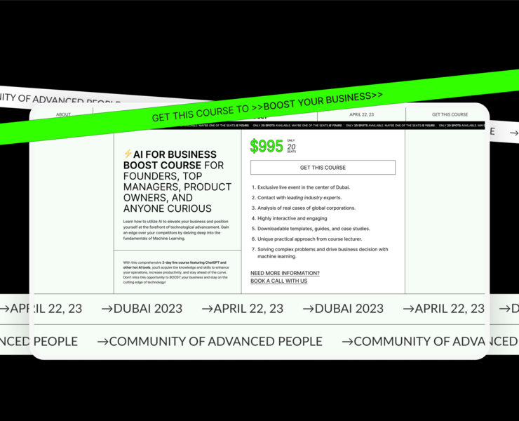 Landing for Online Business Boost Course│ UX/UI design на Dprofile