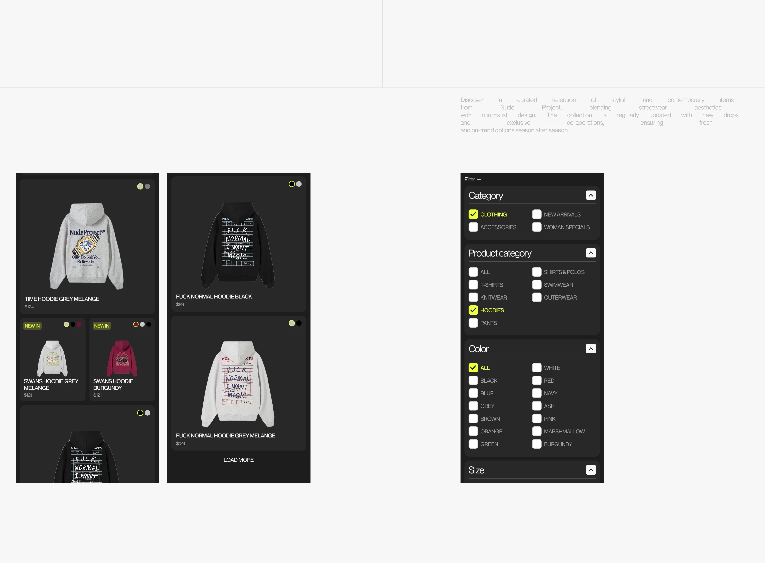 Nude Project | E-commerce Redesign — Изображение №8 — Интерфейсы, Анимация на Dprofile