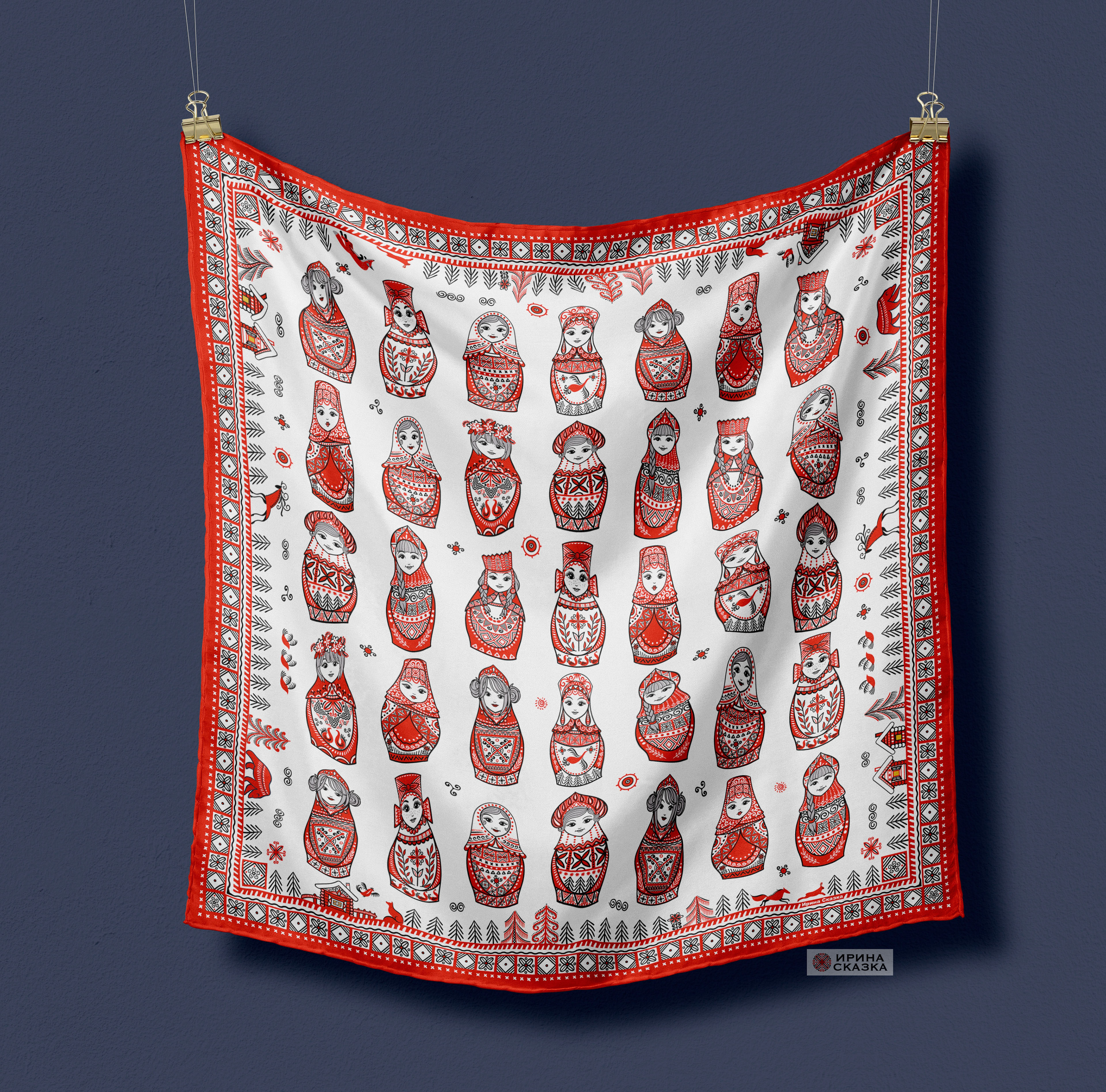 МАТРЁШКИ. Дизайн для платка — Изображение №3 — Иллюстрация, Графика на Dprofile