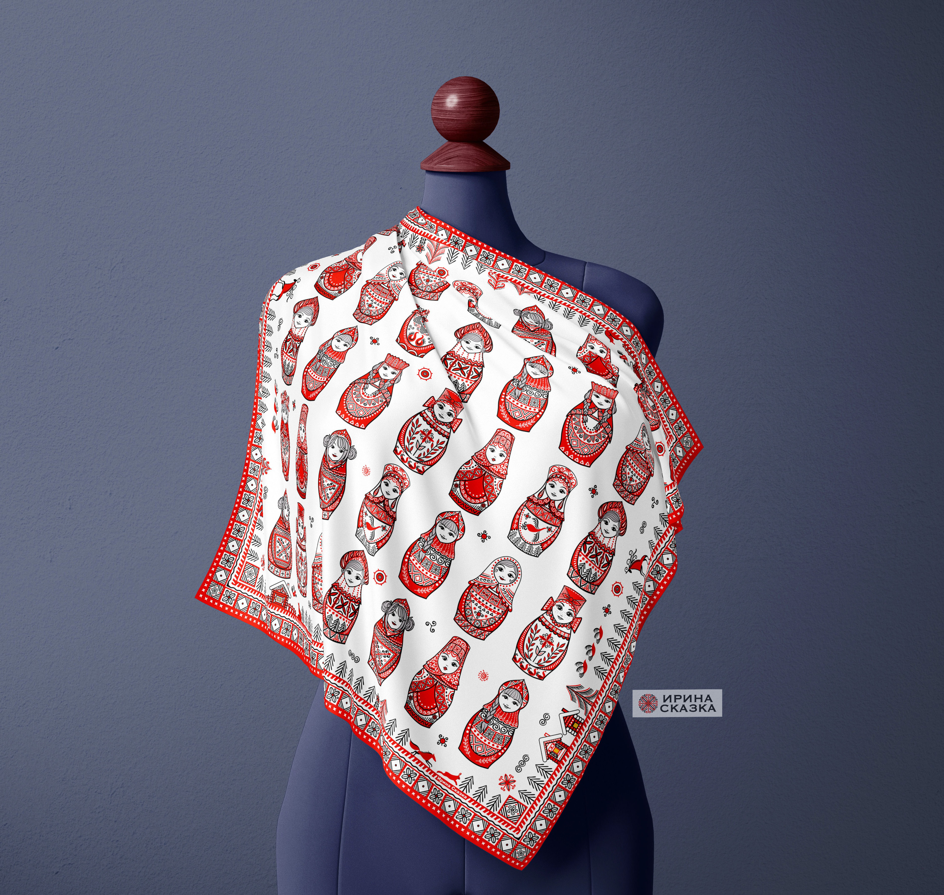 МАТРЁШКИ. Дизайн для платка — Изображение №2 — Иллюстрация, Графика на Dprofile
