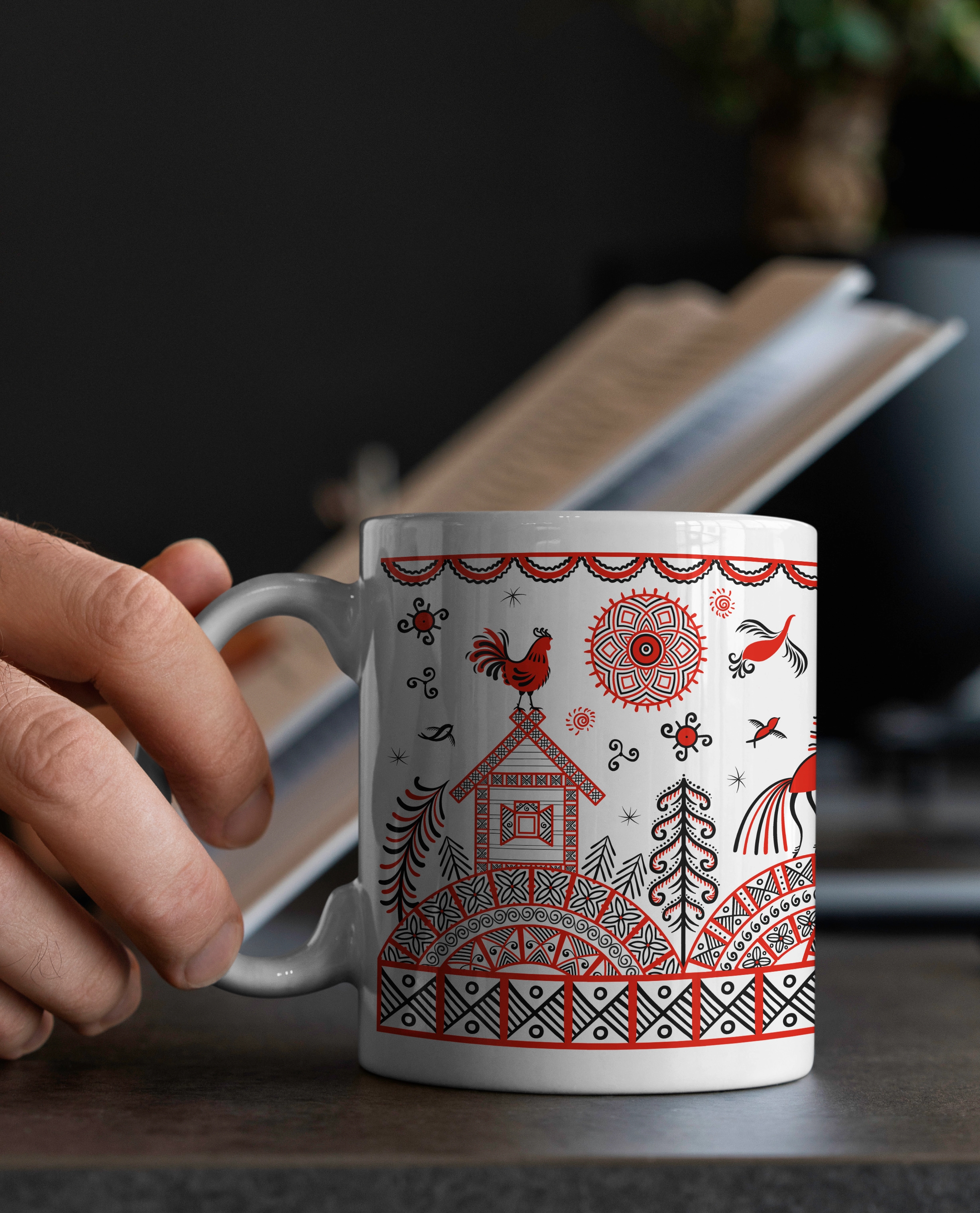 Иллюстрации для кружек в стиле мезенской росписи. — Изображение №12 — Иллюстрация, Графика на Dprofile